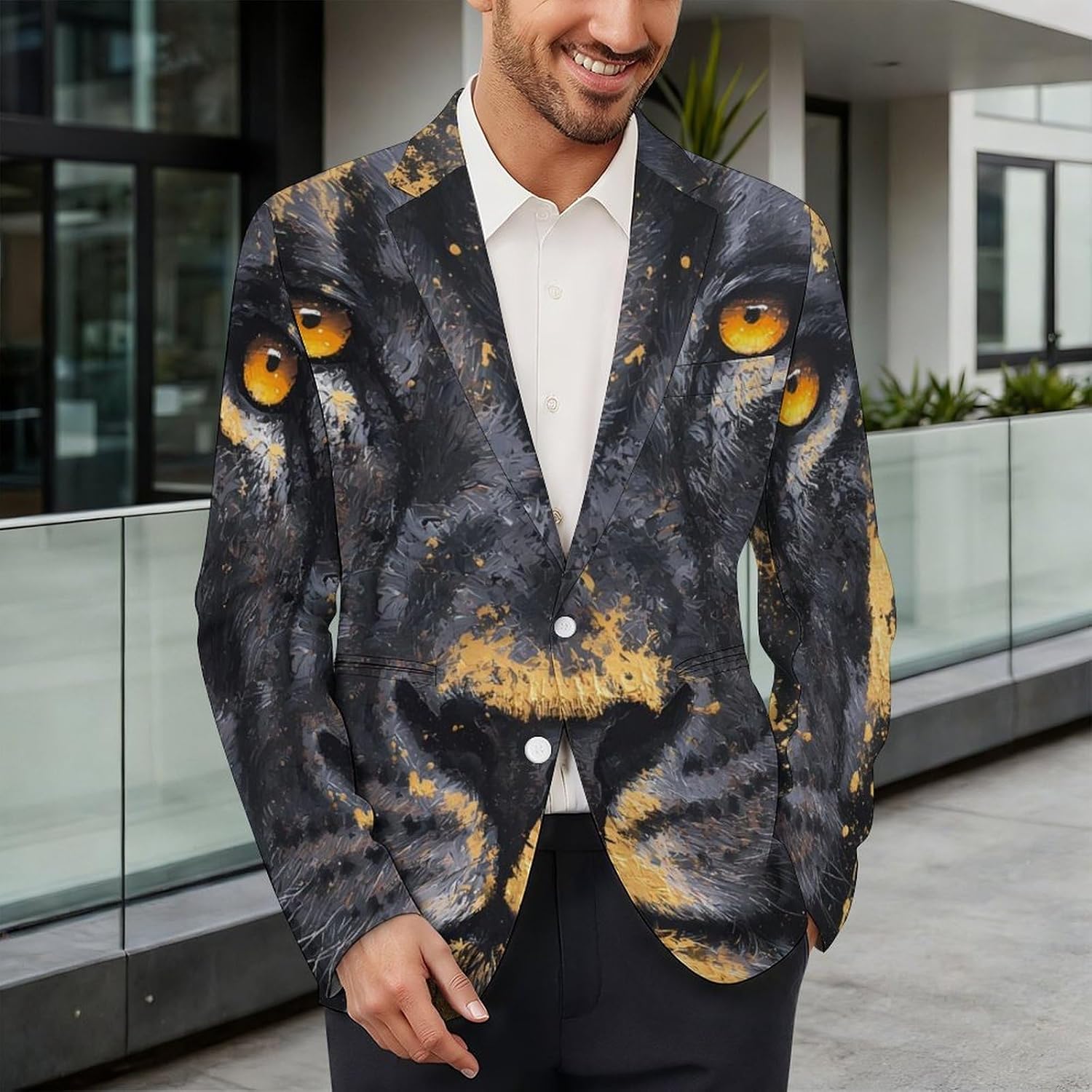 Abstract Wildlife Lion Mens Blazer Two Button Suit Jacket 6XL