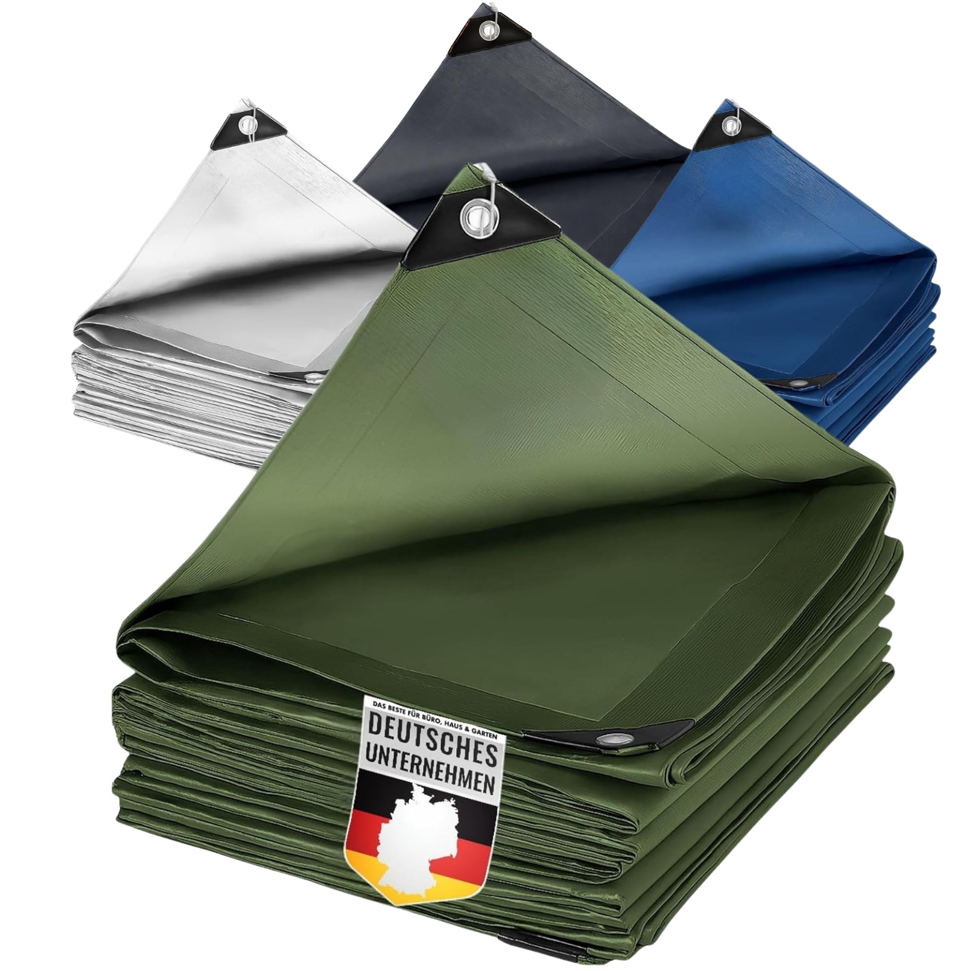 KARAT Abdeckplane 140g/m² wasserdicht 8x14m Anthrazit Allzweckplane für Schutz vor Witterung - Top geeignet für Gartenbereich - UV-stabil beidseitig beschichtet, wasserfest und abwaschbar