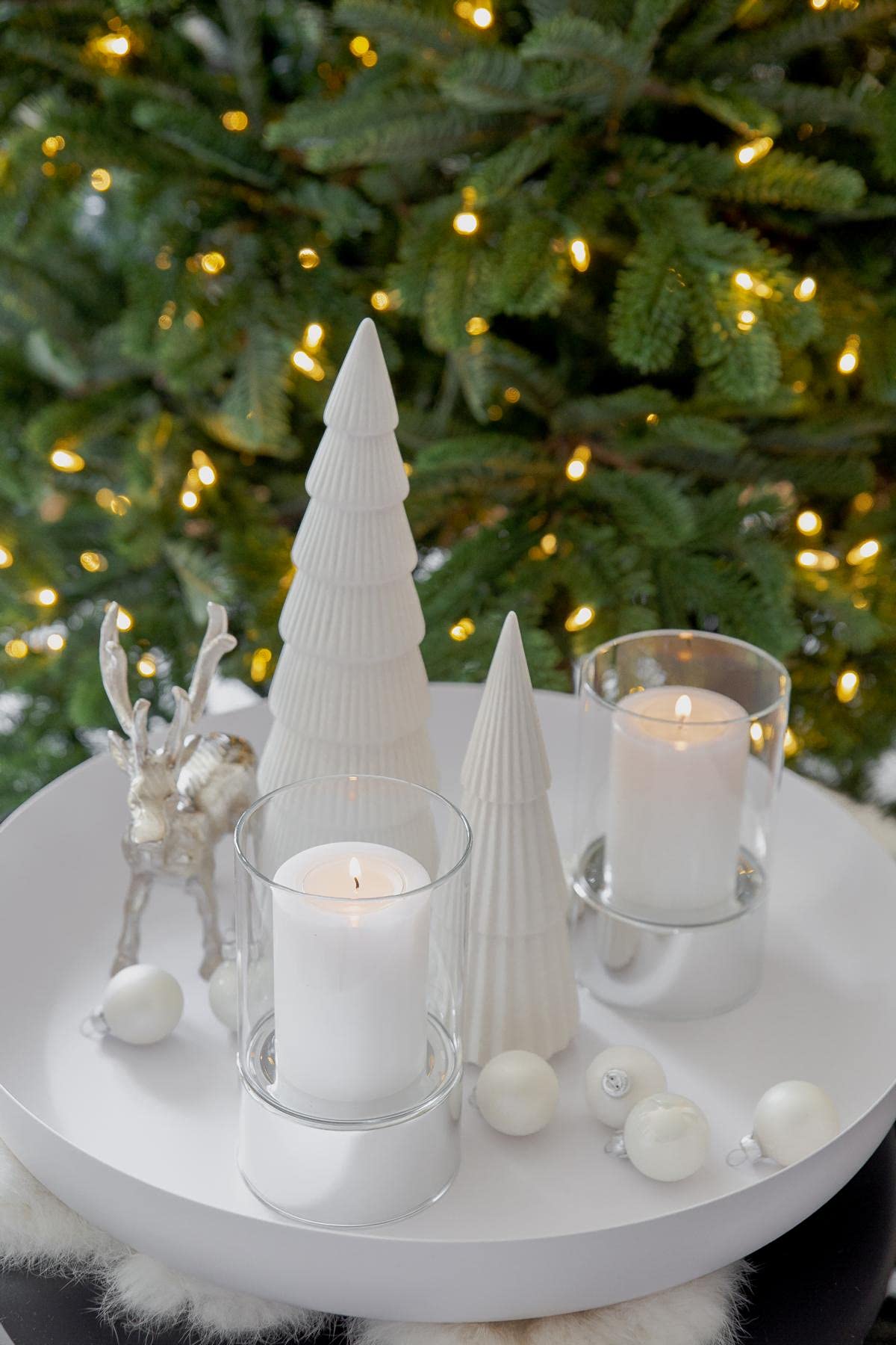 EDZARD set di 2 lanterne Granada (H 15 cm, ø 9 cm) in vetro monoblocco, base silver-look, indoor ed outdoor, per candele fino a ø 8 cm, ideale per la candela permanente Cornelius di Edzard