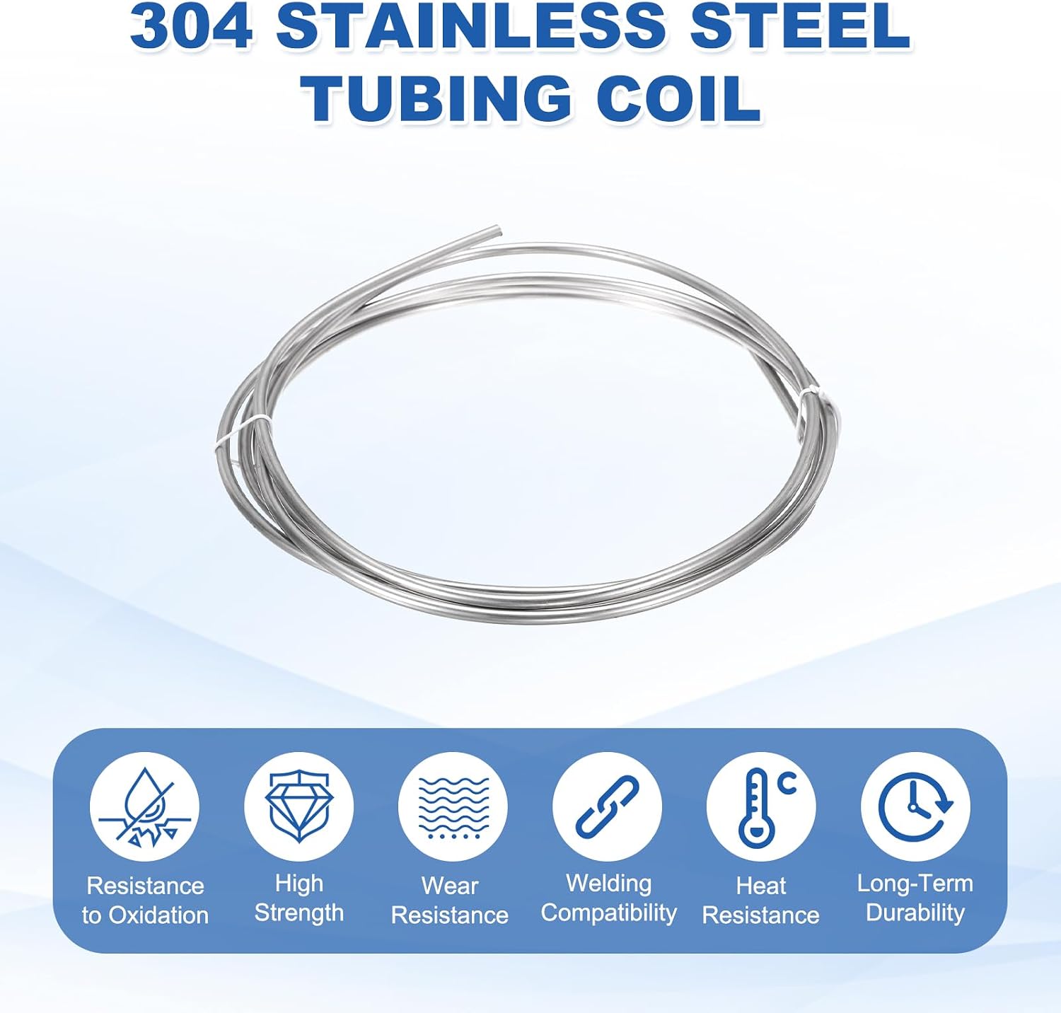 uxcell Stainless Steel Tubing Coil, 3/16" OD x 9.84 ft Industrial 304 Stainless Steel Welded Tubing with Gloves, Silver Tone 0.04"Thickness