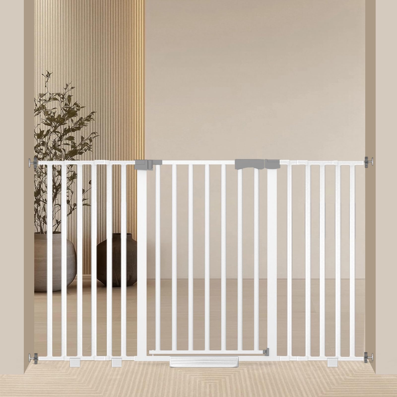 extra wide baby gate fits 30-63 inch wide opening, toddler pet gate for stairs doorways hallways indoor, walk thru large long dog gates pressure mounted black