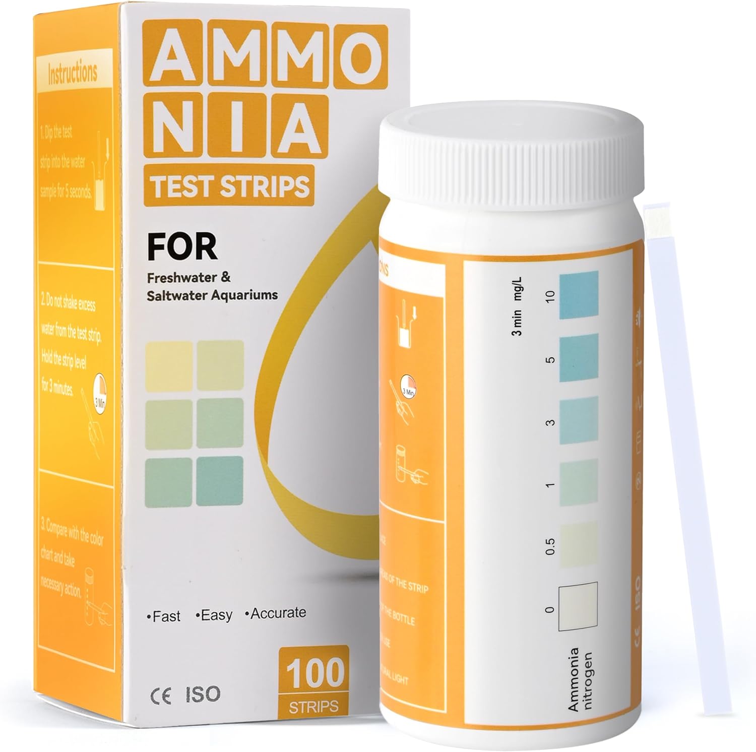 AAwipes Ammonia Test Strips for Fish Tank Aquarium Test Strips Aquarium Water Test Kit Freshwater Fish Tank (50)