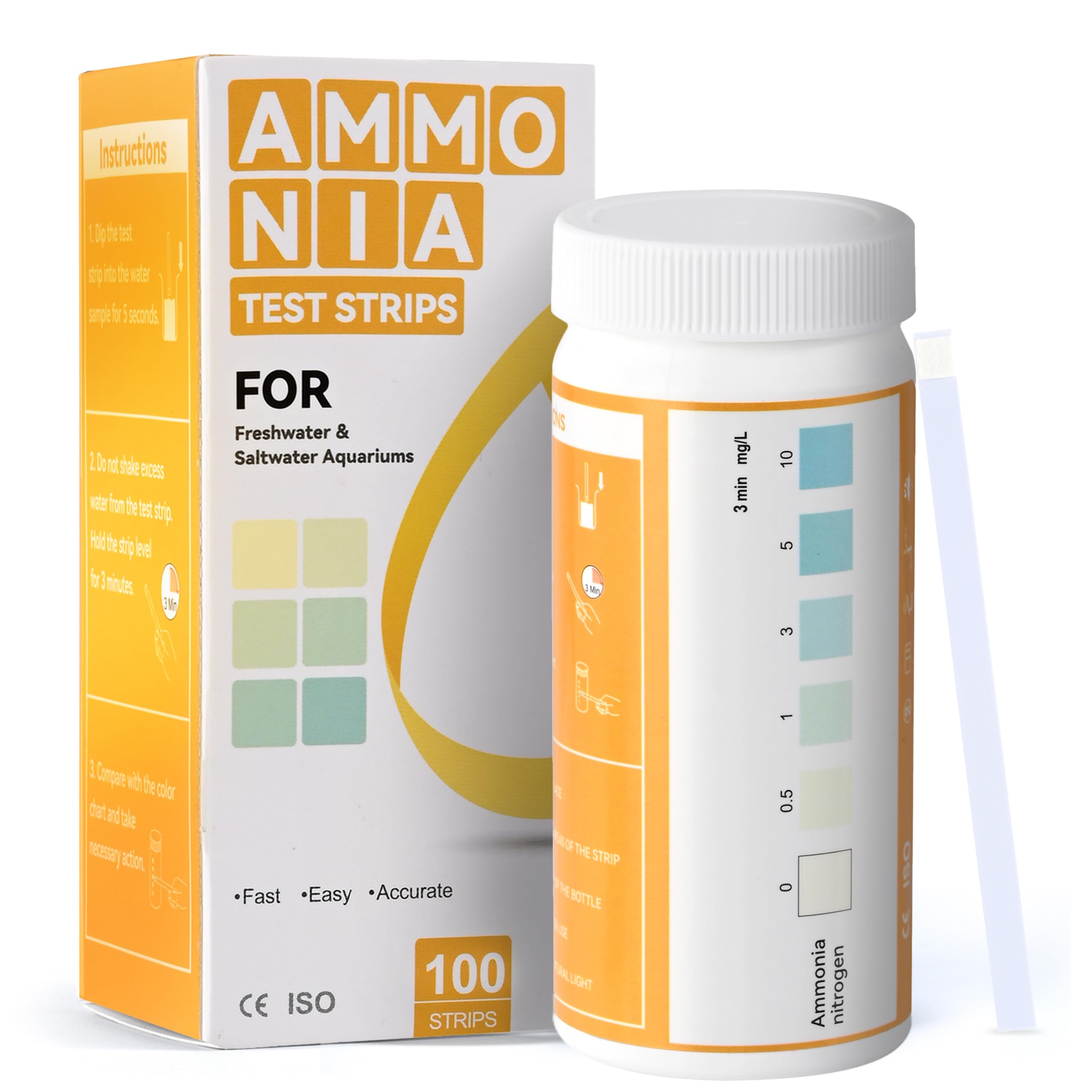 AAwipes Ammonia Test Strips for Fish Tank Aquarium Test Strips Aquarium Water Test Kit Freshwater Fish Tank (50)