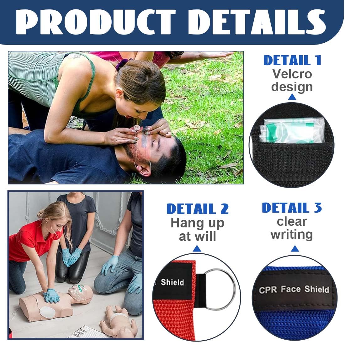 Pocket Mask Primo Soccorso 6 Pezzi Mascherina Respirazione Bocca A Bocca 5X5.5 Cm Rosso Blu Nero