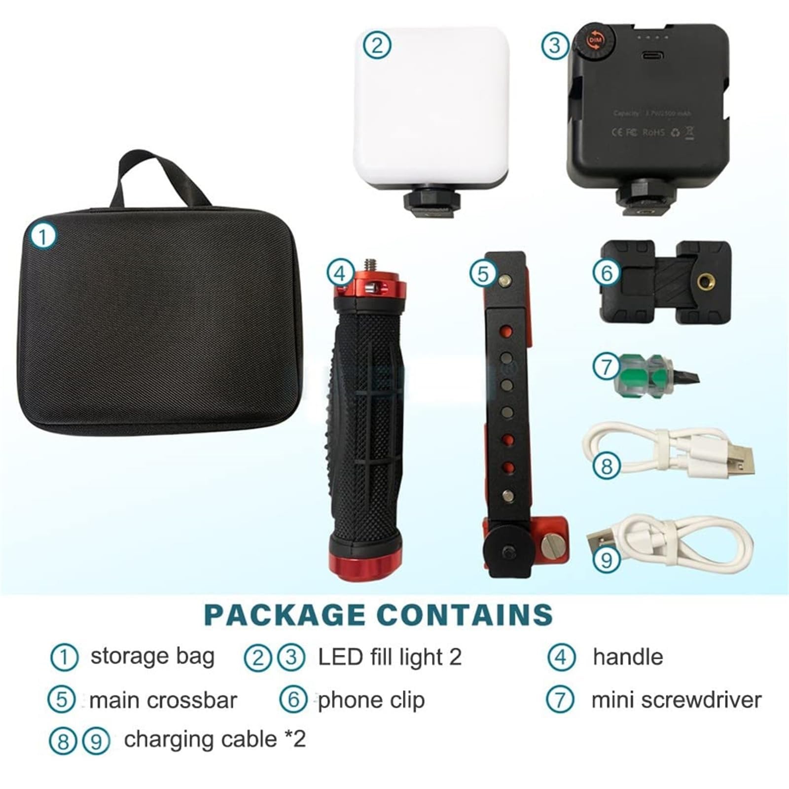 Kit de Iluminación Dental LED 360° Ajustable para Fotografía con Cámara de Teléfono Móvil