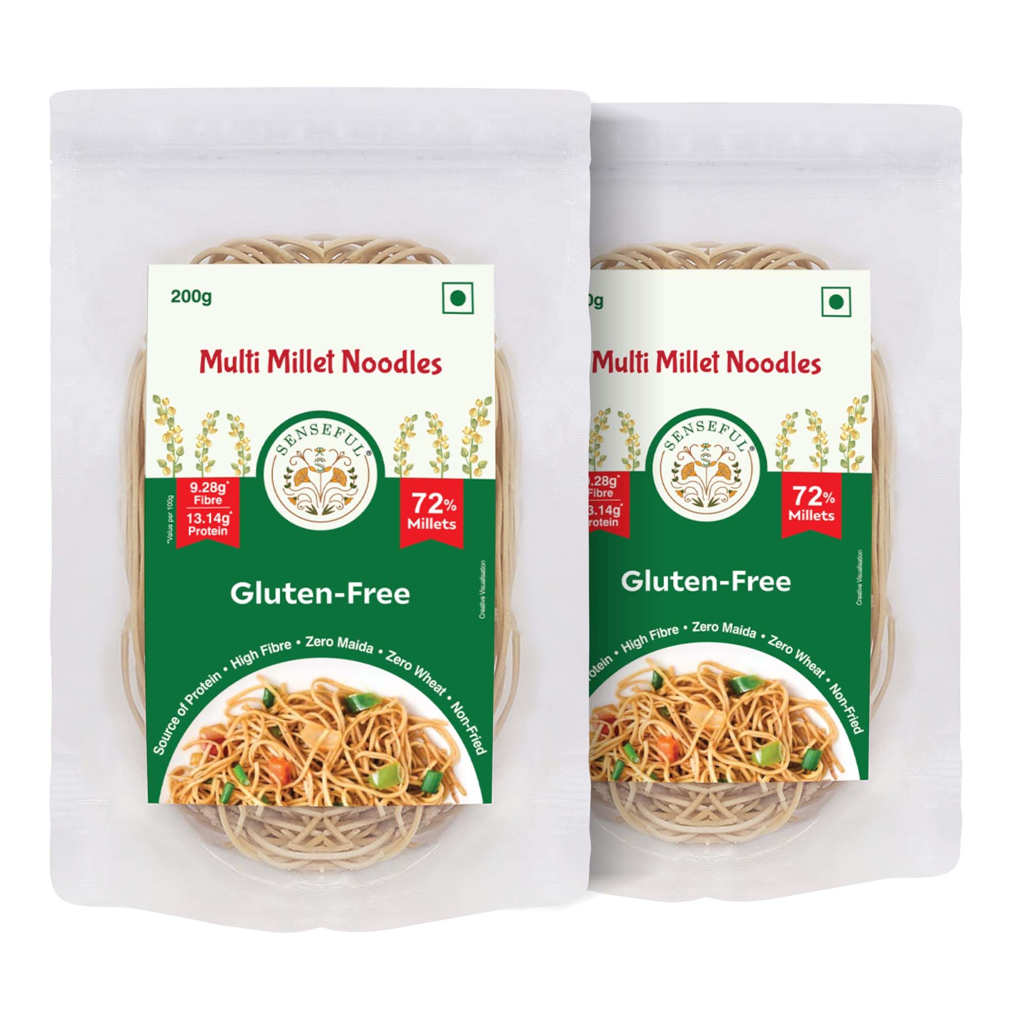 SENSEFUL Multi Millet Noodles Pack of 2 - Gluten-Free, High Protein, Zero Maida, Zero Wheat, Non-Fried, Cholesterol Free & Trans-Fat Free - 200 gm each-image-18