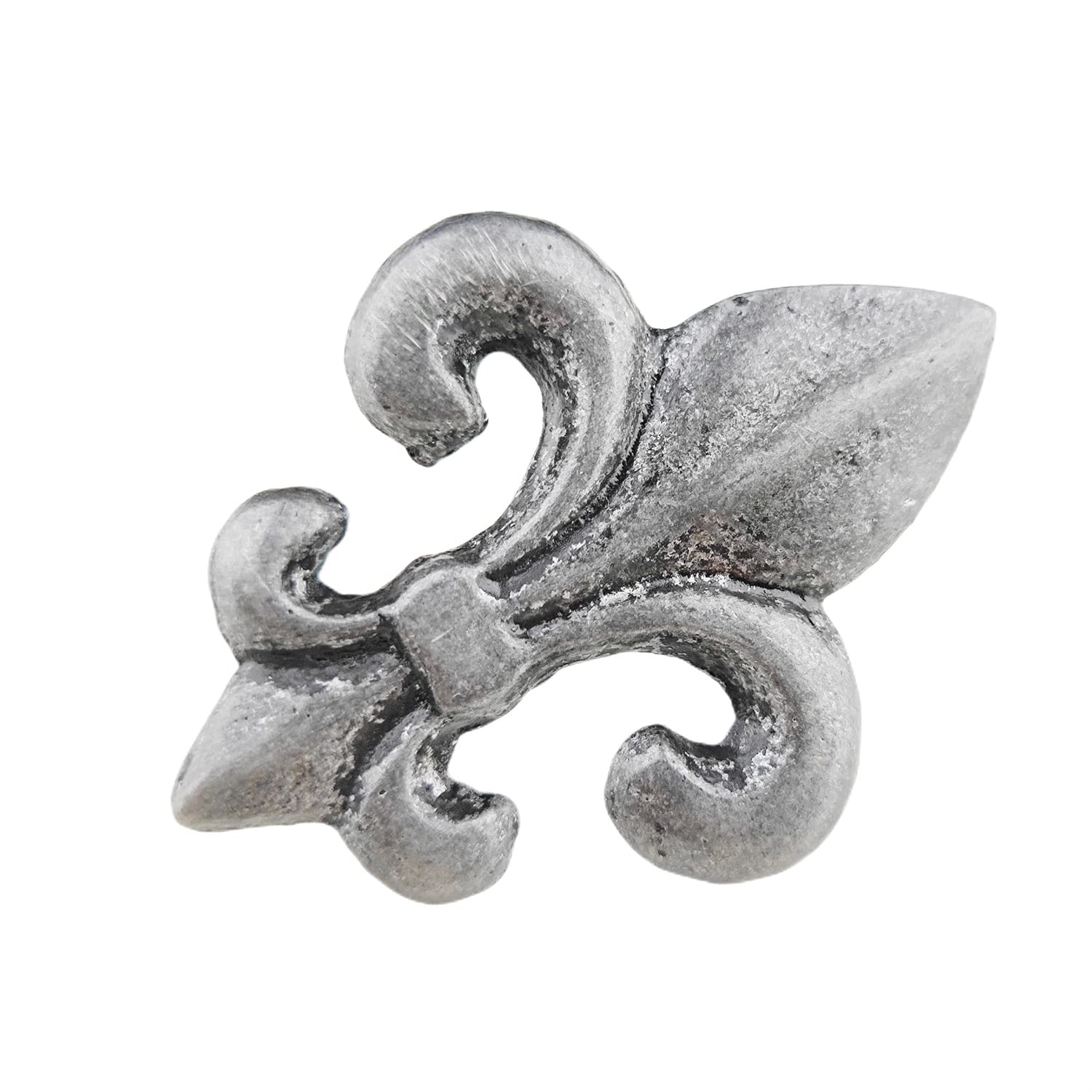 WenRan 2" Diameter Black Fleur De Lis Knobs Pulls Handles for Antique Cabinet Door, Dresser Drawer, Old Desk Furniture Retro Hardware Drawer Kitchen Cabinet in 2 Colors (Vintage Silver)