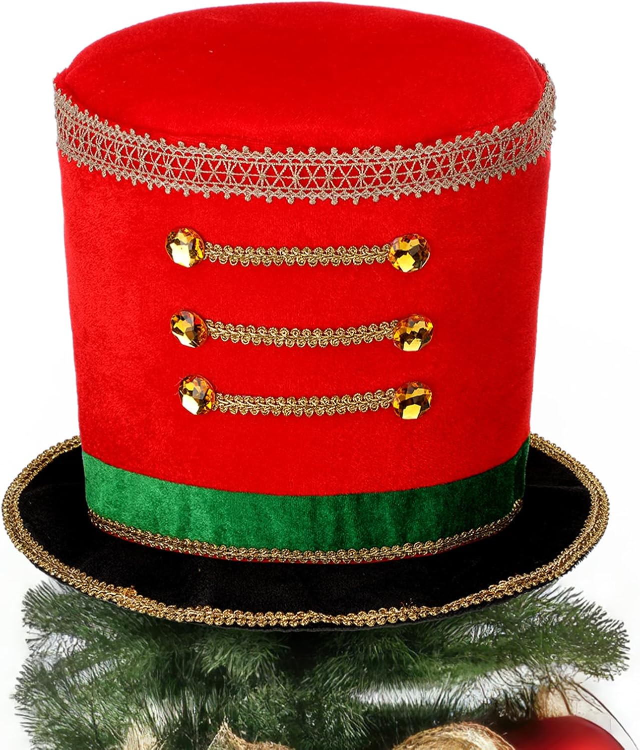 Bonuci Christmas Nutcracker Hat Tree Topper Large Nutcracker Soldier Xmas Tree Ornament for Display Cute Finial Decor Party(Classic Color)