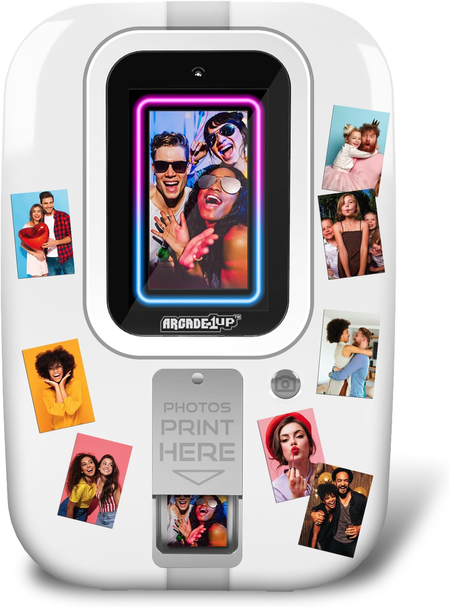 Touchscreen Photobooth - Personalize Your Selfies with Stickers, Picture Effects, and Cool Filters, Prints 2" x 3" Photos, Instantly Share via QR Code - Perfect for Parties and Weddings
