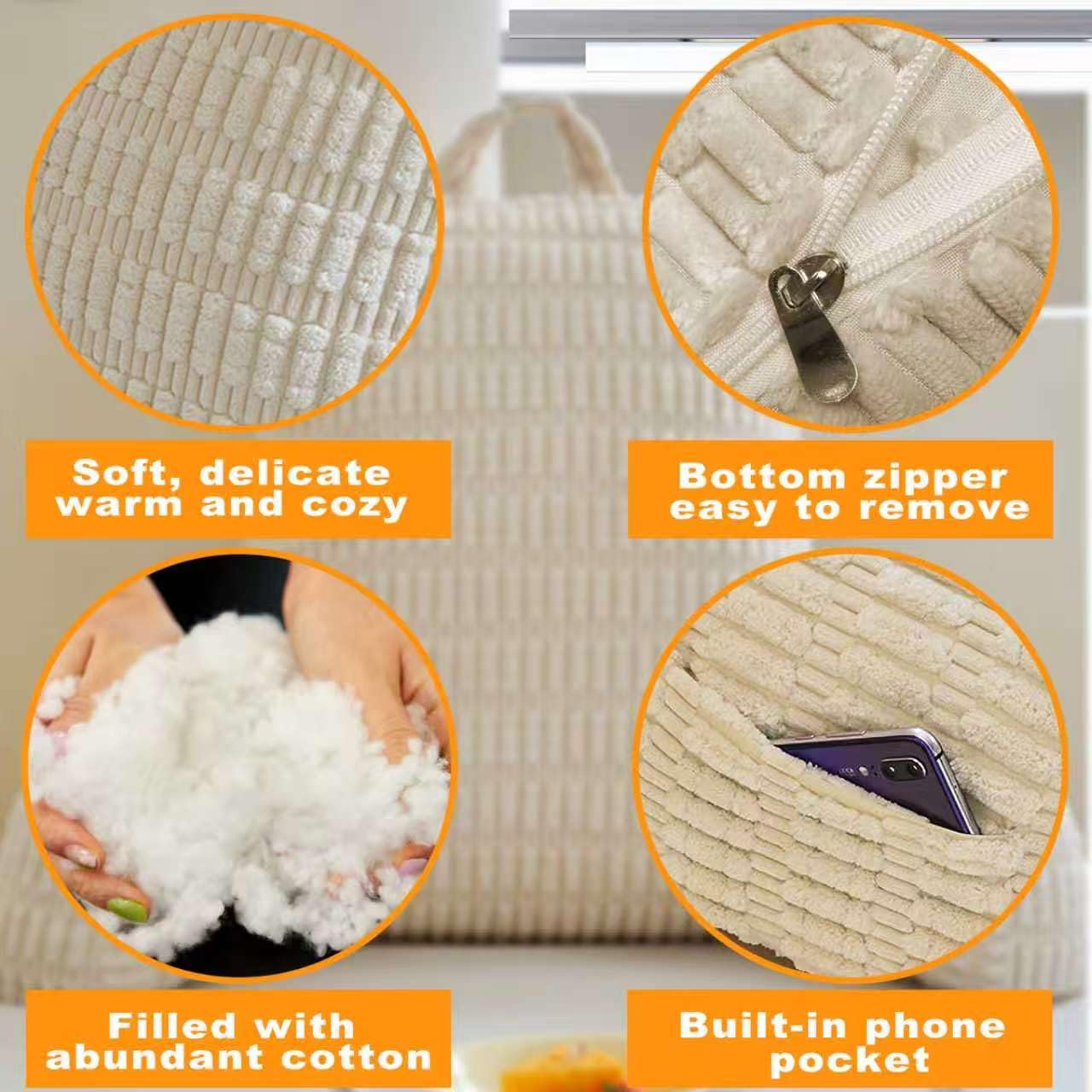 Lesekissen für Bett Und Sofa, 80x55cm Rückenkissen mit Armlehne, Ergonomisches Sitzkissen mit Rückenlehne, Rückenlehnenkissen zum Fernsehen, Lesen und Spielen mit Mobiltelefonen im Bett