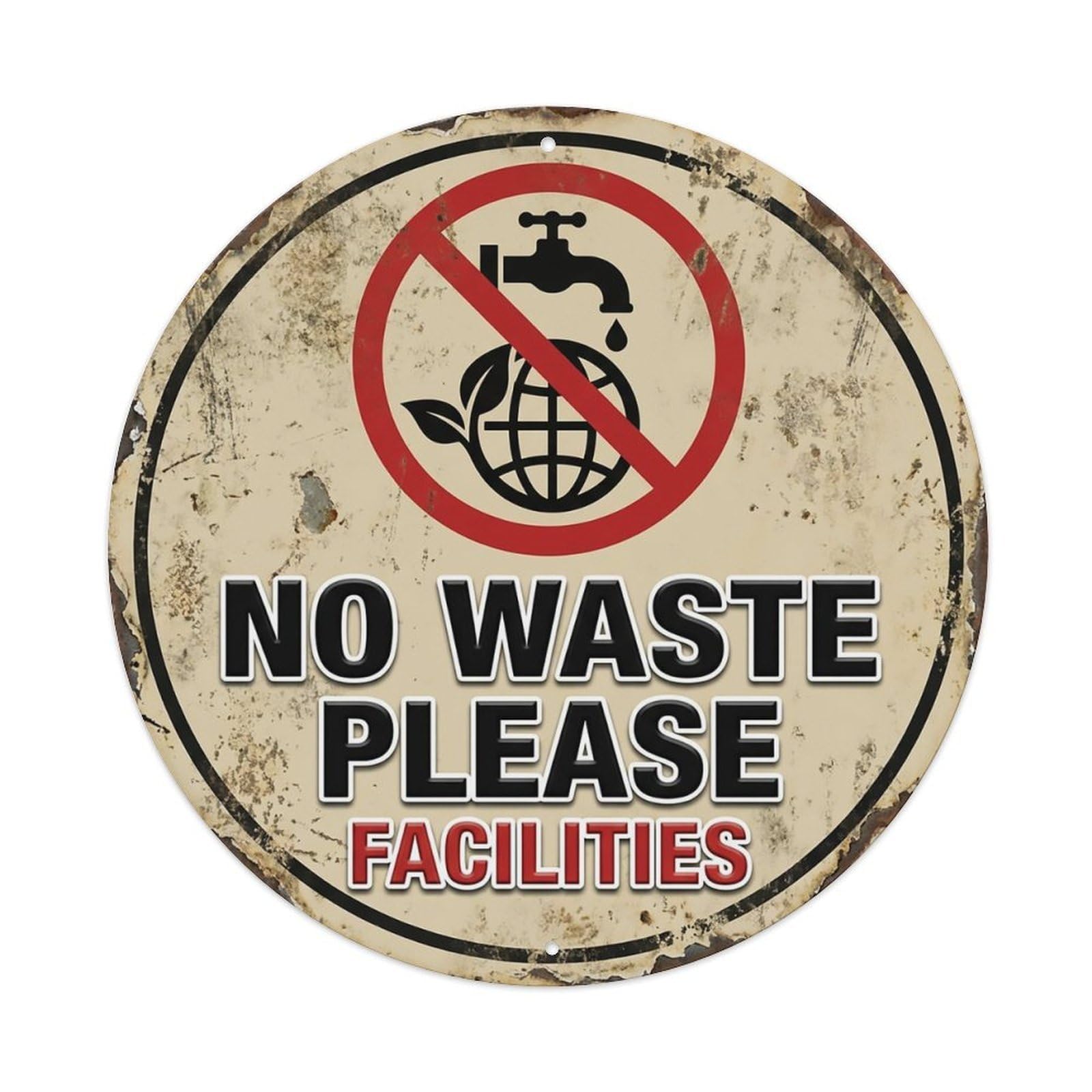 No Waste Please Facilities Warning Sign Metal Tin Sign