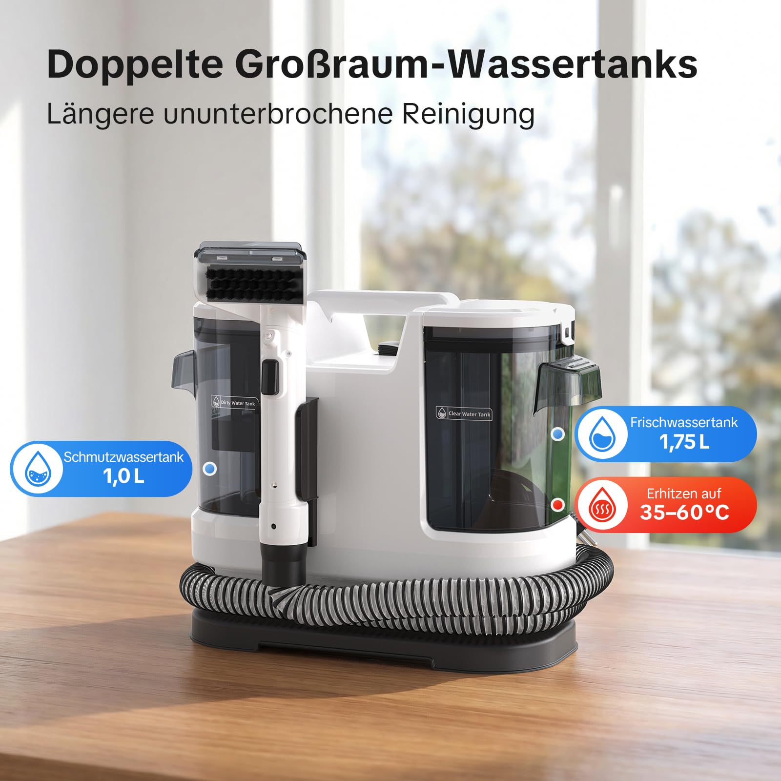 Lubluelu Polsterreiniger Gerät, 1400 W, 20kPa, erhitzt Wasser in 10 Sek.
