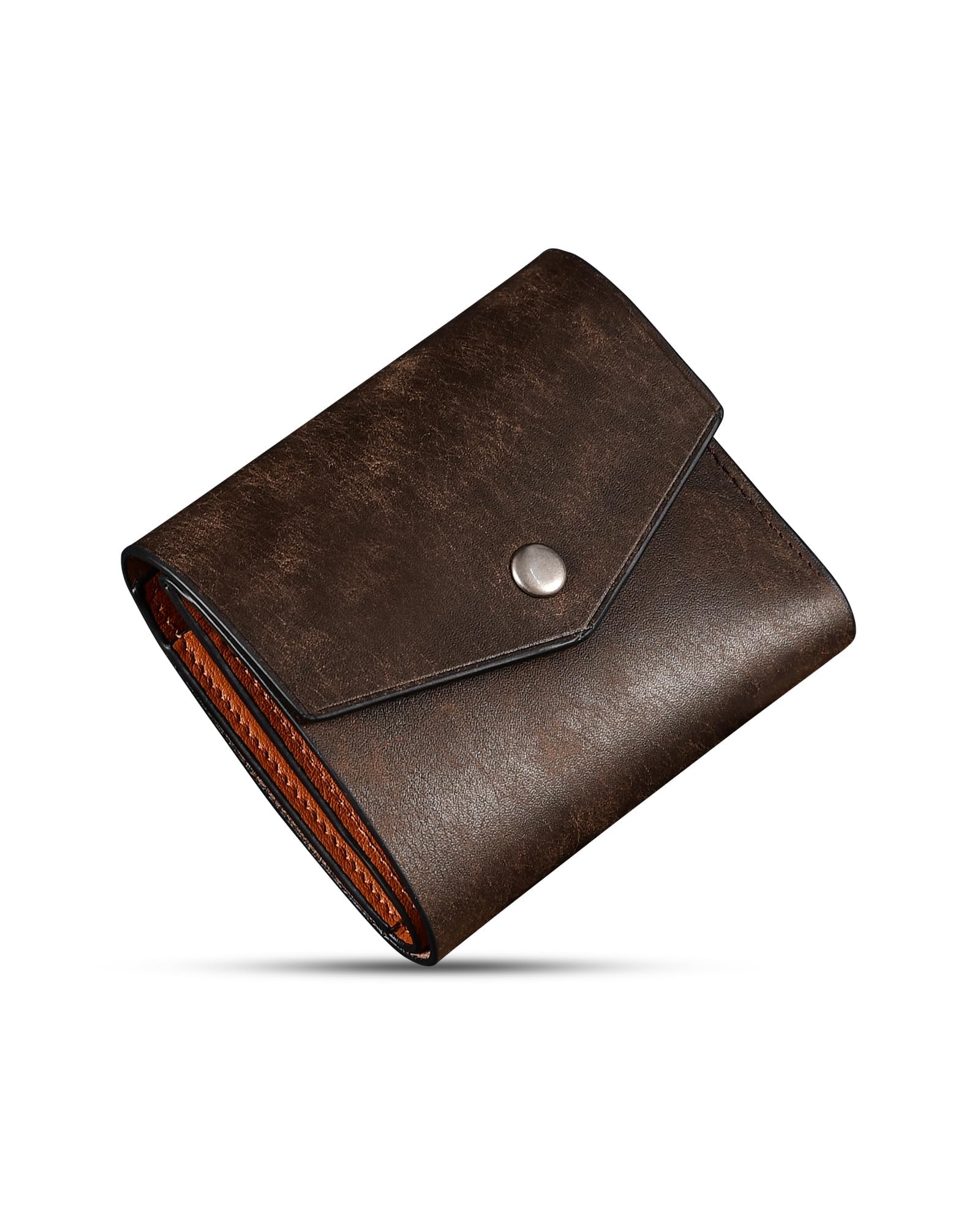 ObiOri Pueblo Leather Trifold Mini Wallet Chocolate Brown Made in Japan