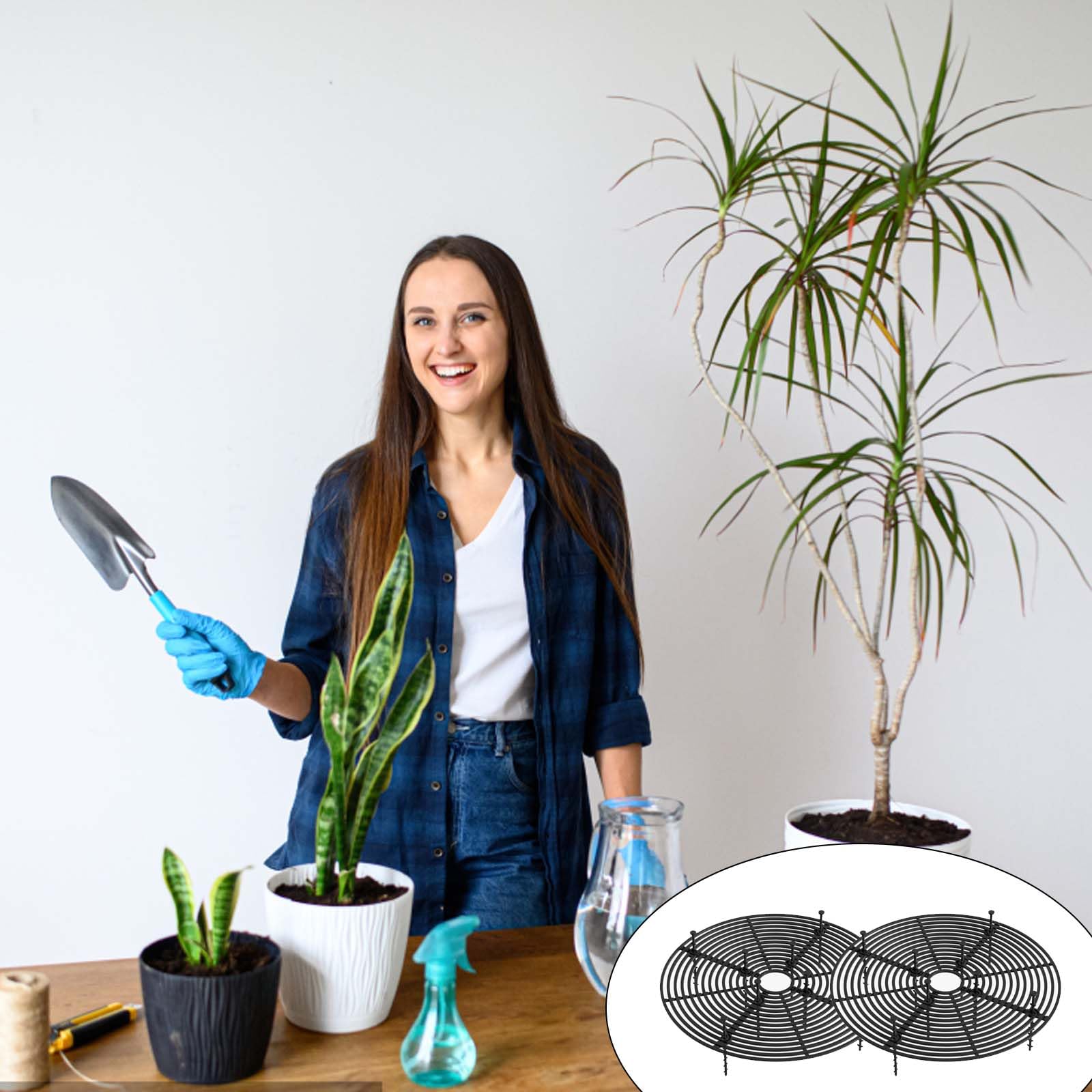 Lot de 2 protections pour plantes : pots de fleurs couvercle 30 cm, noir, pour l'intérieur et l'extérieur, protection de pot de fleurs chats
