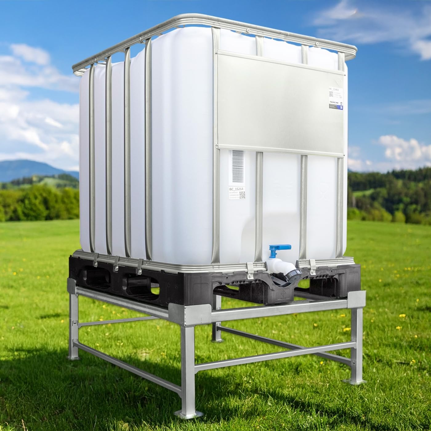 VOSS.farming Ständer für IBC Container 1000 Liter Höhe 45cm Podest Gestell 120cmx100cm verzinkt
