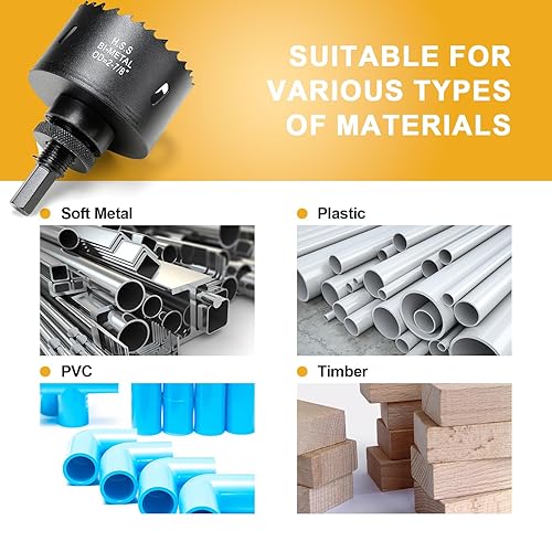 Vista 84 de Sierra perforadora de 2 3/4" (70 mm) para madera y plástico, broca de núcleo de cortador de agujeros bimetálico HSS para paneles de yeso, tableros