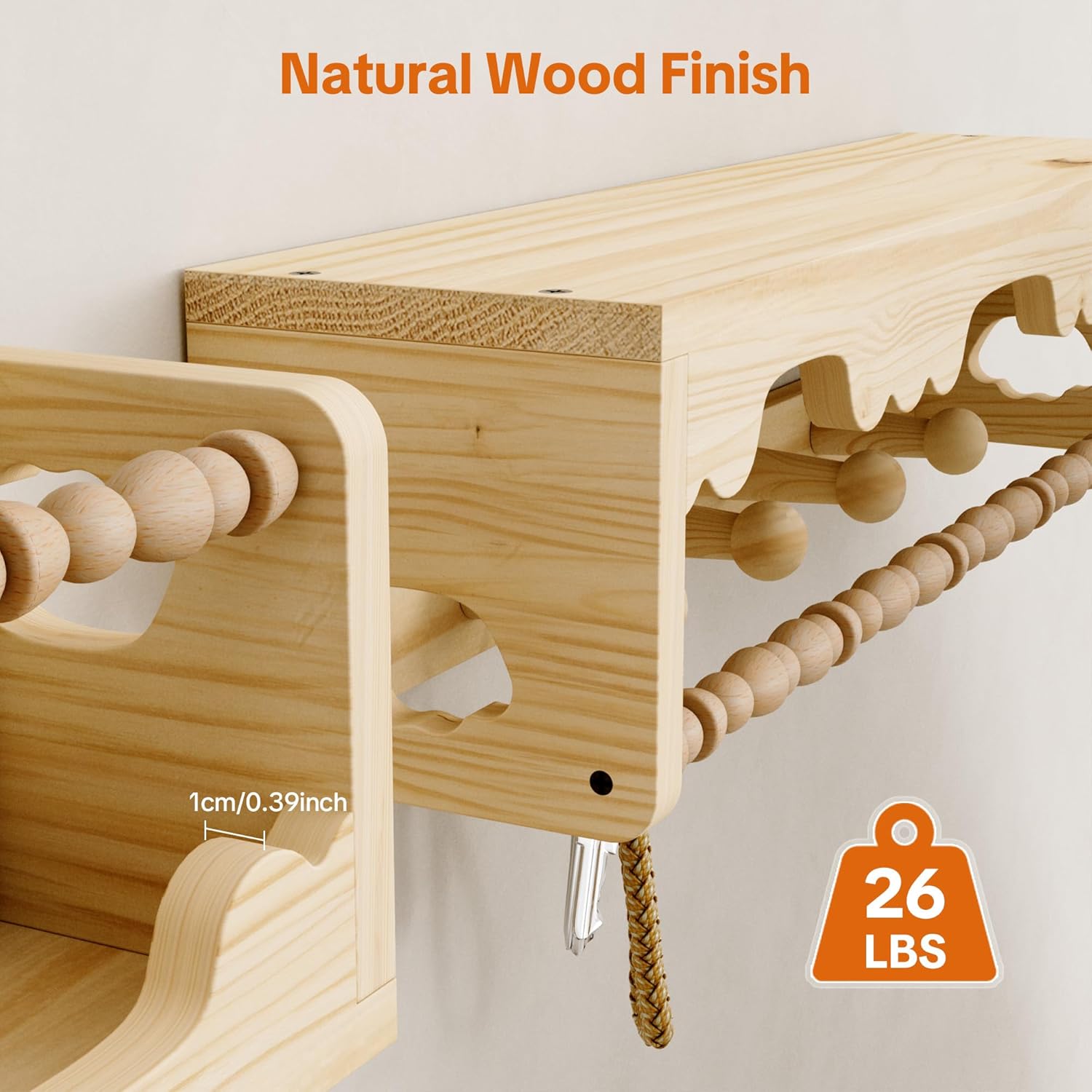 Nursery Shelves for Wall,3 Pack Pine Wood Nursery Floating Book Shelves,Scalloped Floating Shelves for Living Room and Bedroom Wall Decor