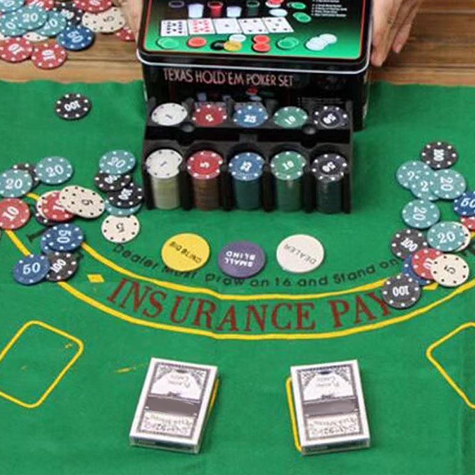 Zestaw do gry w pokera, profesjonalny zestaw do gier z chipami, wielofunkcyjny zestaw kart Texas Hold'em, zestaw akcesoriów stylowych, przenośny futerał na stół, idealny dla dorosłych, do domu, na