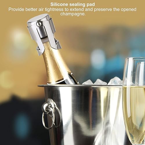 Miniatura 2 de Tapones de champán 5 piezas de acero inoxidable tipo empuje tapón sellado de champán accesorio de barra de cocina tapón de botella de vino tapón