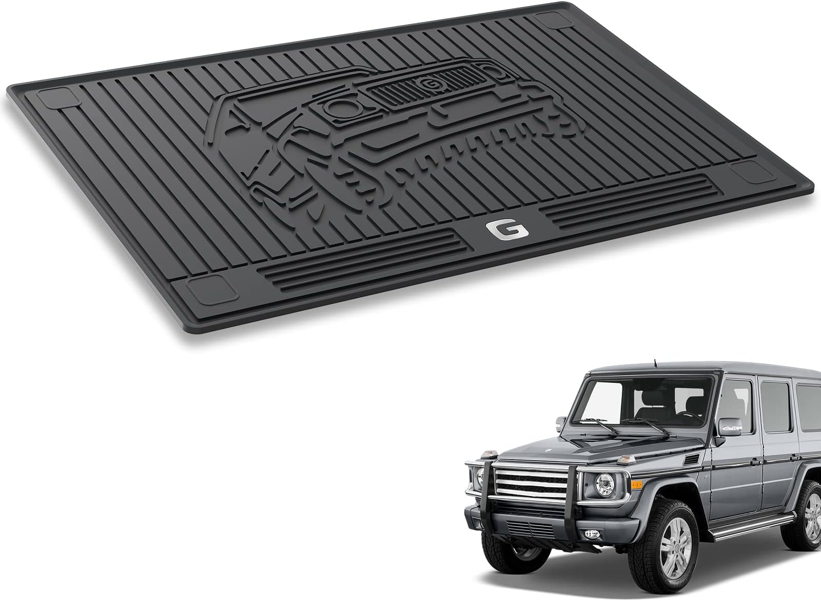 3W Cargo Mats for Mercedes Benz G Class (2019-2022), All Weather Custom Fit Trunk Liner for Benz G Class (2019-2022),Black