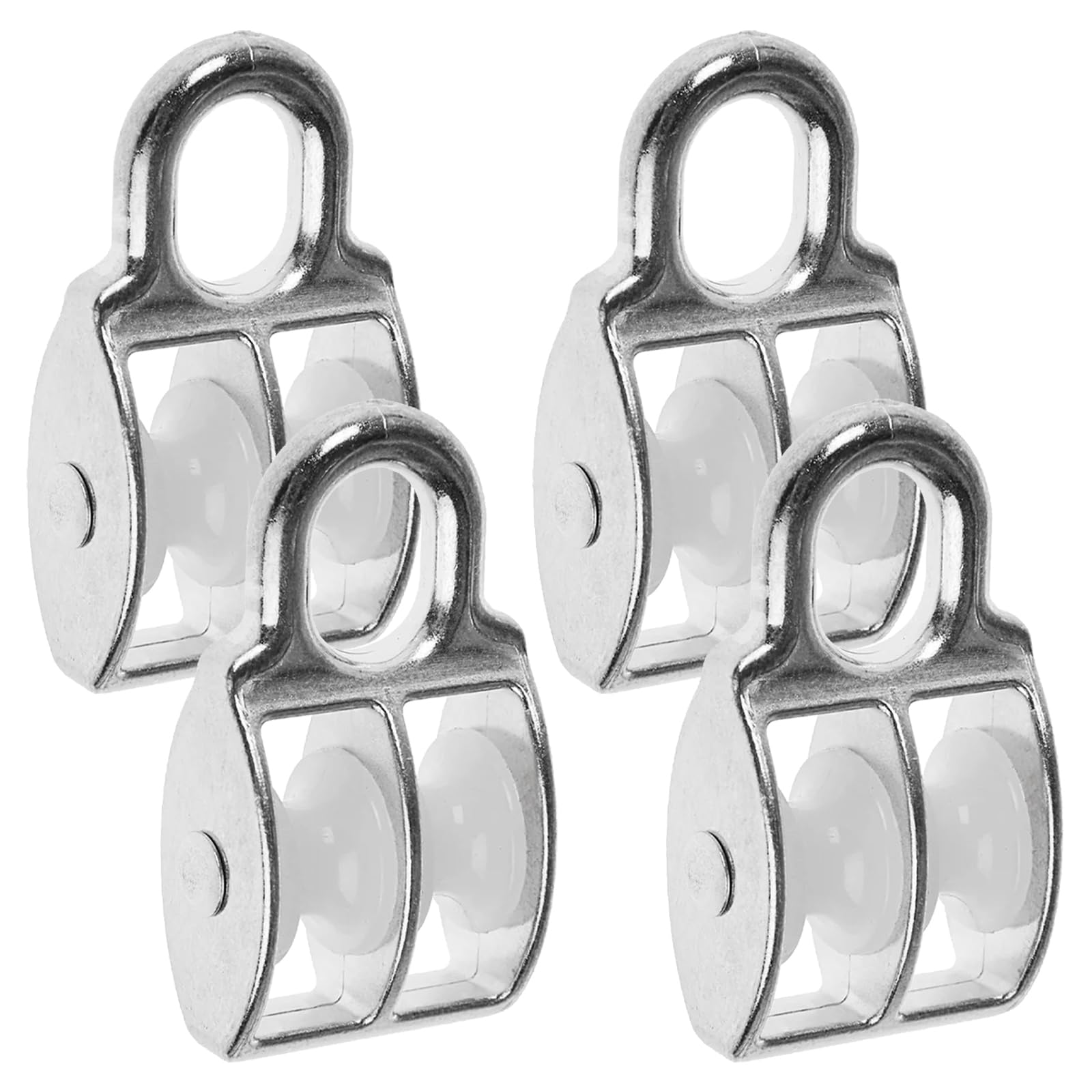 PRIOstahl Rolka linowa, rolki zwrotne, rolki linowe, rolki do podnoszenia ciężarów, rolki z tworzywa sztucznego x 4 sztuki, rozmiar: 20 mm, wersja: podwójne - koło pasowe, rolki do lin, liny druciane