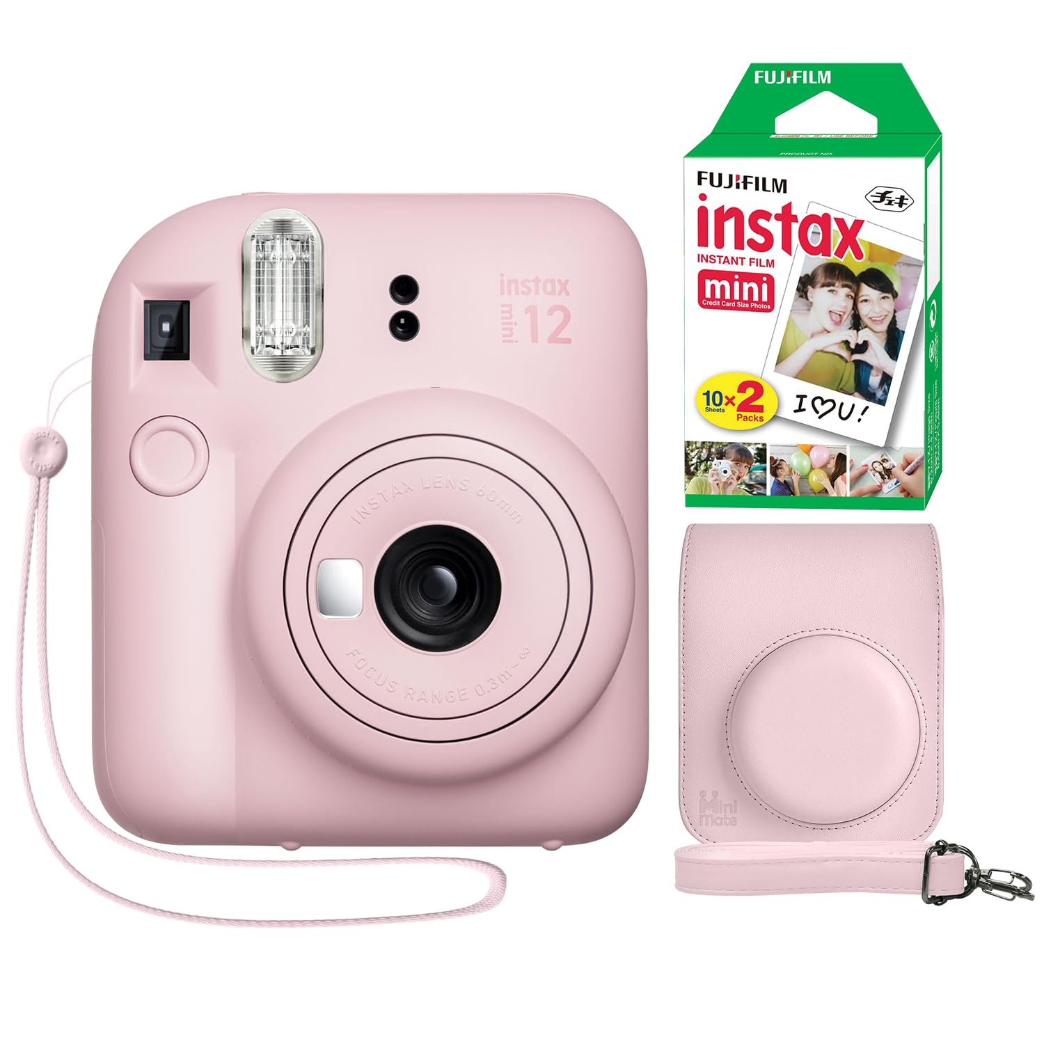 Fujifilm Instax Mini 12 Instant Camera Blossom Pink + Minimate Custom Case + Fuji Instax Film 20 Sheets Twin Pack Fujifilm Instax Mini 12 Instant Camera Blossom Pink + Minimate Custom Case + Fuji Instax Film 20 Sheets Twin Pack