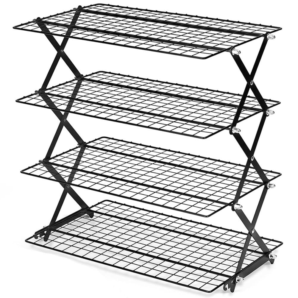 Estante de Almacenamiento Plegable para Exteriores de 4 Niveles con Diseño Ajustable para Aficionados y Principiantes en Repostería