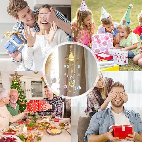 Miniatura 6 de Atrapasoles de cristal de citrino, prismas coloridos, decoración de ventanas, campanillas de viento de jardín con colgante de cadena para bodas,