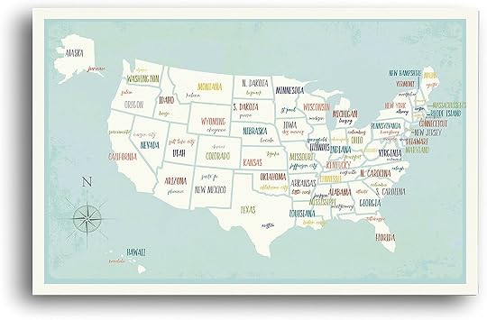 USA Wall Map Art Print, 24x36 Inch Print, Kids USA Wall Map,Childrens Room Decor, Gender Neutral Nursery, Travel Nursery Decor,United States of America Map