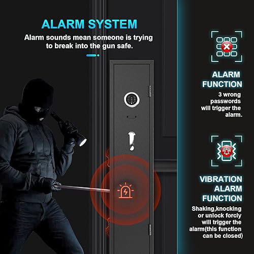 Miniatura 5 de EMAXEE Caja fuerte para pistola de rifle 5-8, gabinete de pistola para rifle y pistolas caseras con teclado digital mejorado y luz LED, cajas
