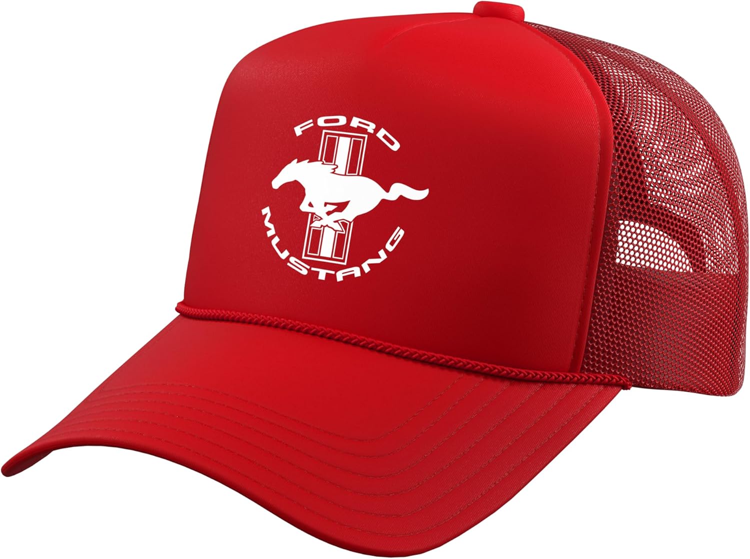 Mustang Tribar White Trucker Hat with Adjustable Mesh Back