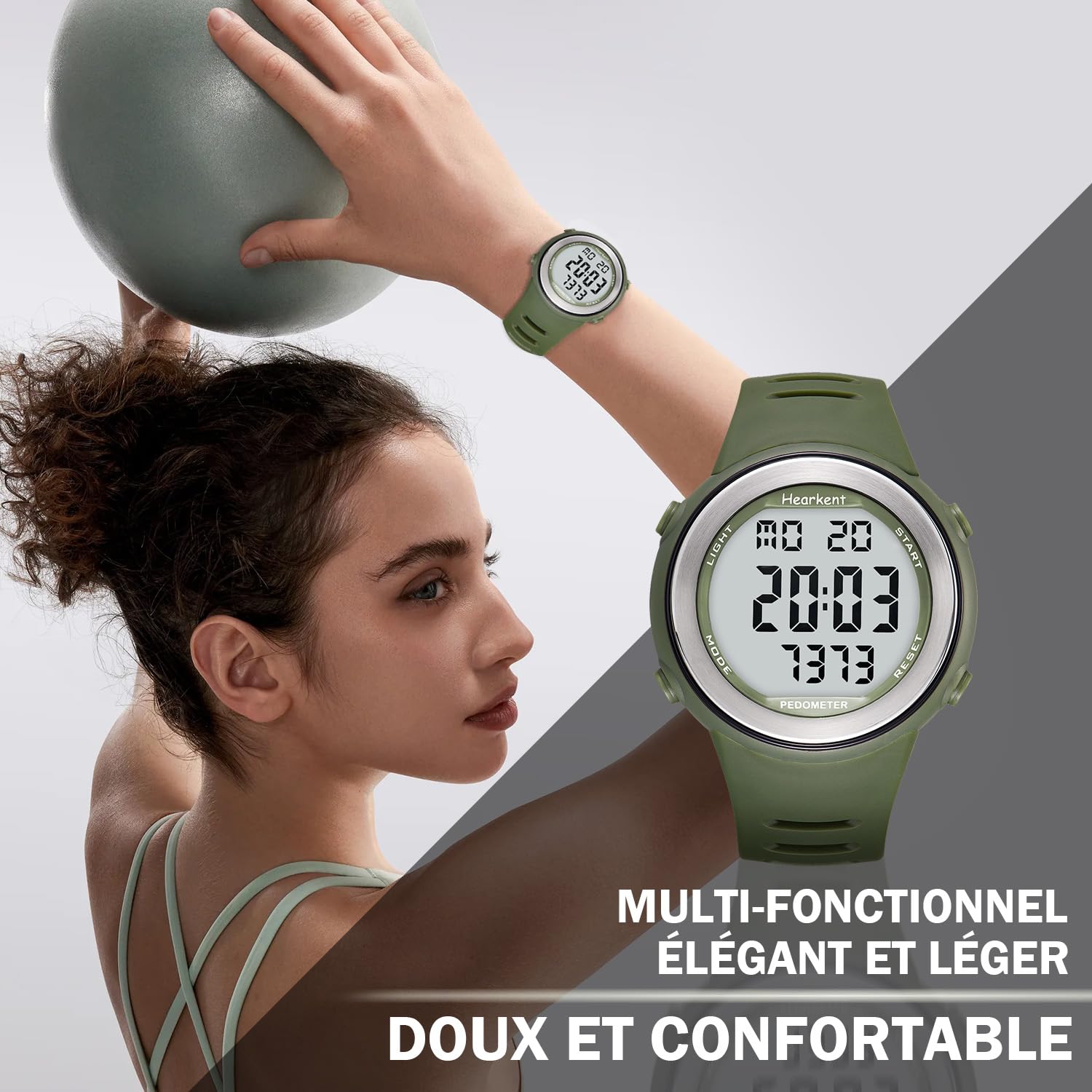 Hearkent Montre podomètre étanche pour Personnes âgées, sans Bluetooth, sans Application, Montre avec Compteur de Pas (Noir)