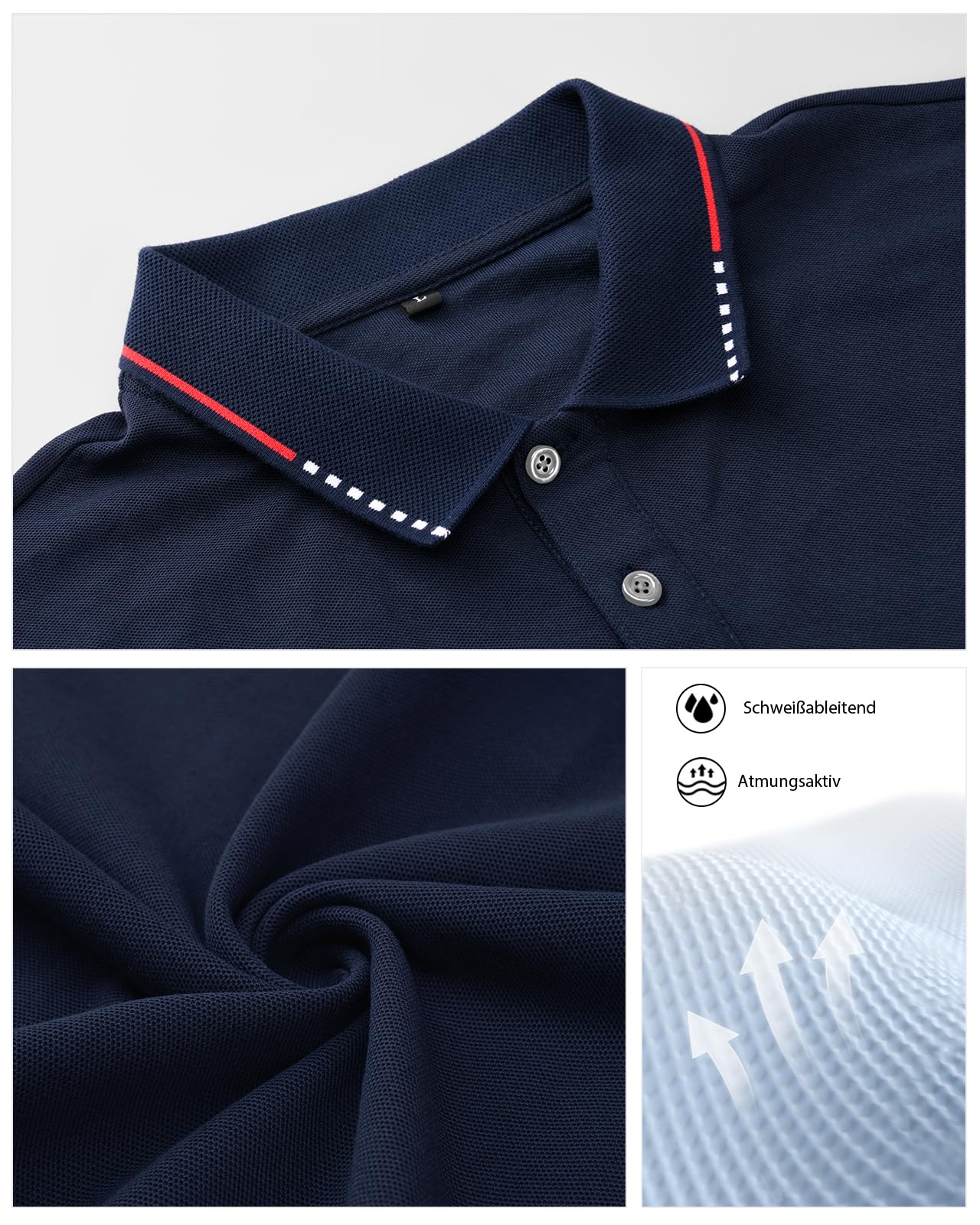HMIYA Herren Poloshirt-Kontrast Kurzarm Polohemd Male Polo Klassisches
