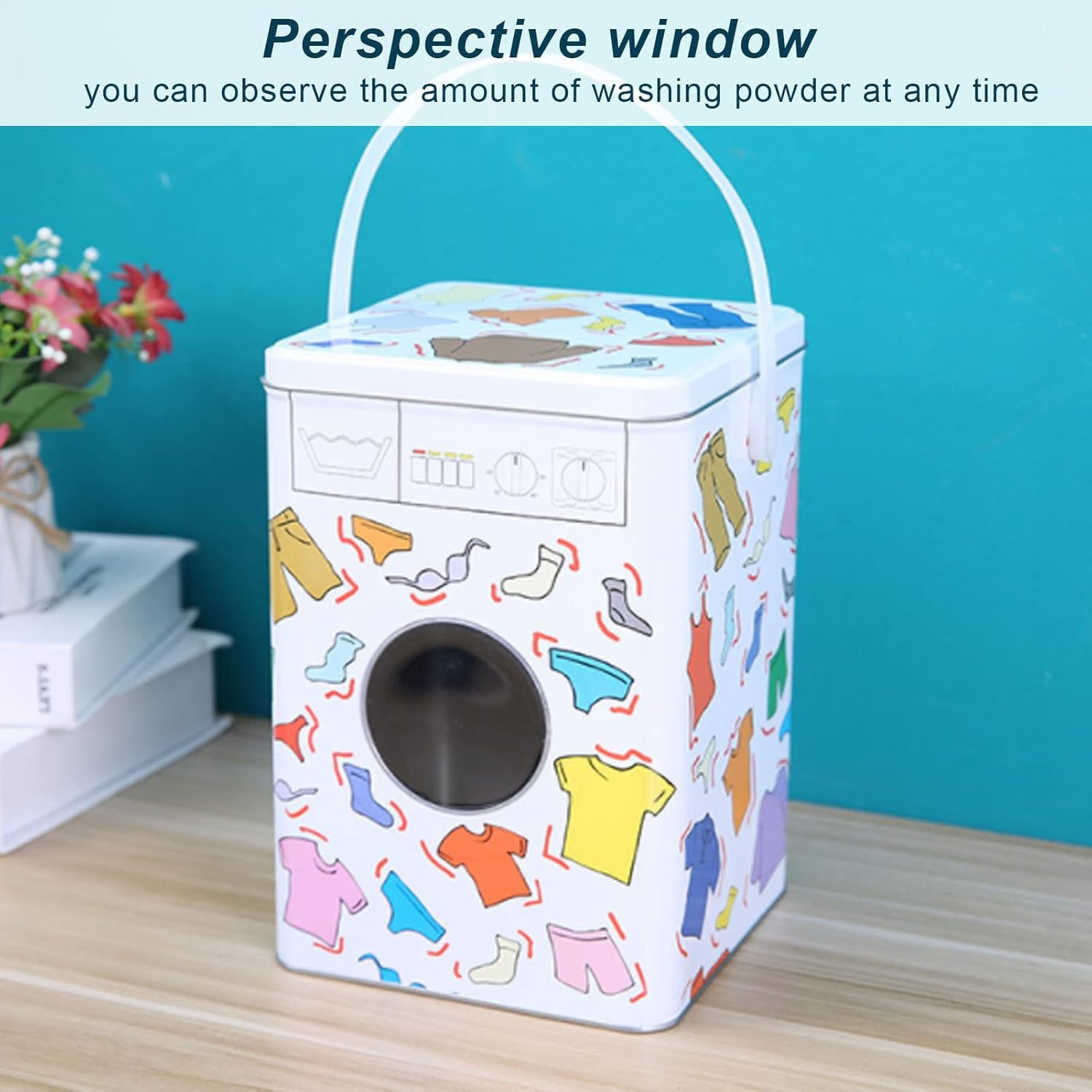 Laundry Detergent Powder Container with See Through Window Lid for Laundry Room Organisation, Metal Laundry Soap Dispenser, Modern Farmhouse Laundry Room Decor and Accessories