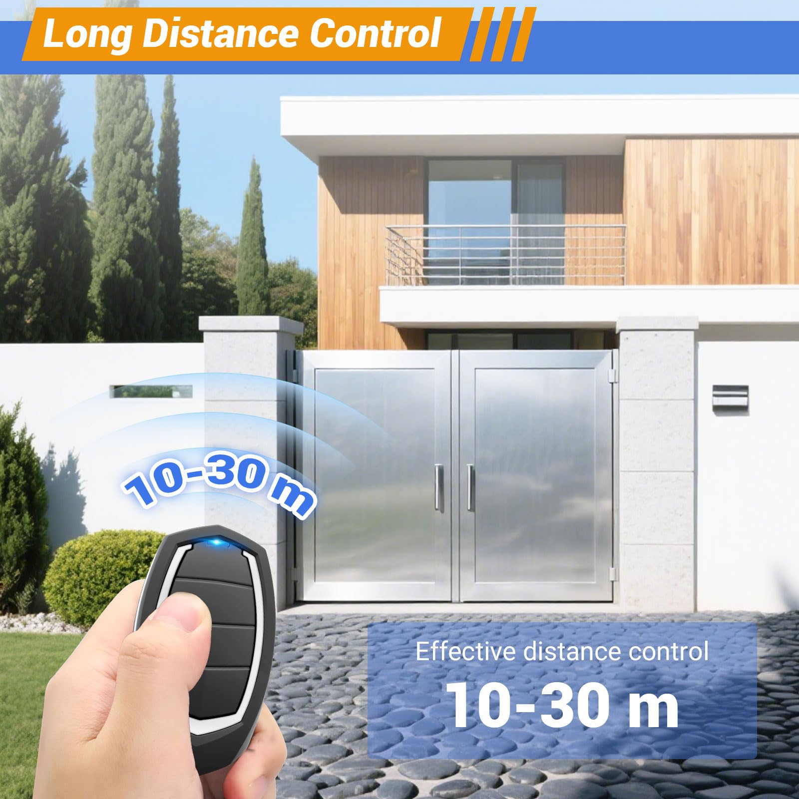 3 Piezas Mando Puerta Garaje Universal 433.92 MHz, 2 Mandos Puertas Automáticas con 4 Canales, Compatible con Motorline MX4SP, MXS4SP, MX5SP, RCM, DSM, Clonador de Código