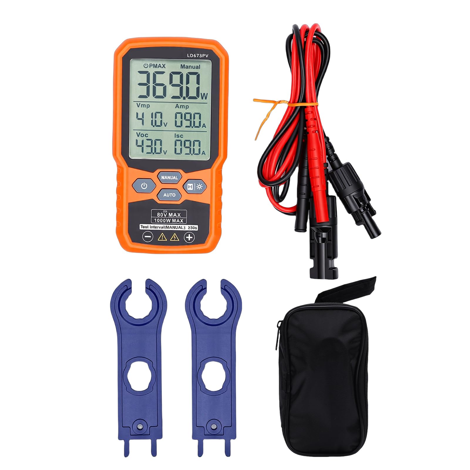 Tester per Pannelli Solari, Multimetro per Moduli Fotovoltaici MPPT da 1000 W 80 V 35 A con LCD Retroilluminato e Blocco Dati, per la Verifica delle Prestazioni del Pannello