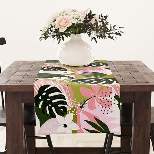 Miniatura 9 de Camino de mesa bohemio con hojas de palma, decoración de mesa de comedor de cocina, decoración de mesa de comedor en acuarela tropical, hojas