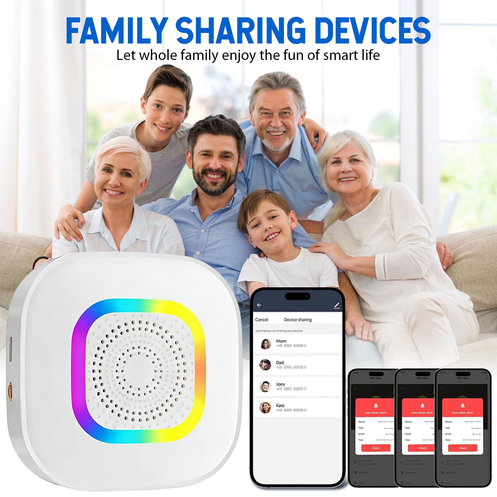 Pulsante di emergenza per anziani, SOS Allarme chiamata di emergenza | WiFi Tuya Smart Senior, pulsante di emergenza per pazienti anziani disabili/bambini (1 ricevitore + 2 pulsanti + 1 bracciale)