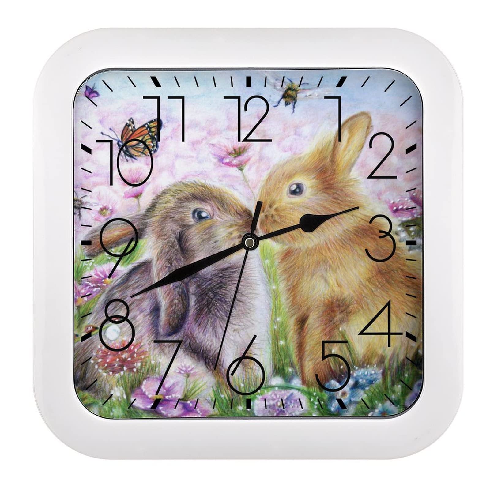 Pendule murale silencieuse lapin 26cm pour travailler sans bruit