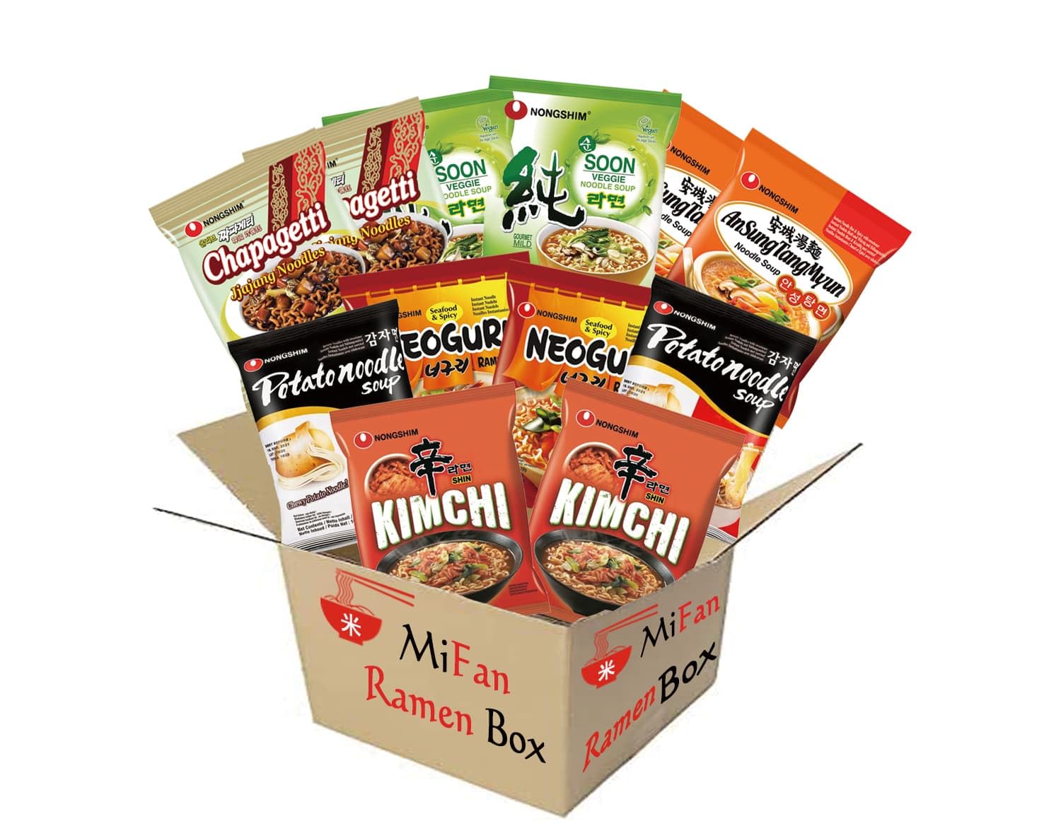 MiFan Ramyun Box - Koreanisches Ramen-Sortiment (12 Beutel, 6 Geschmacksrichtungen)