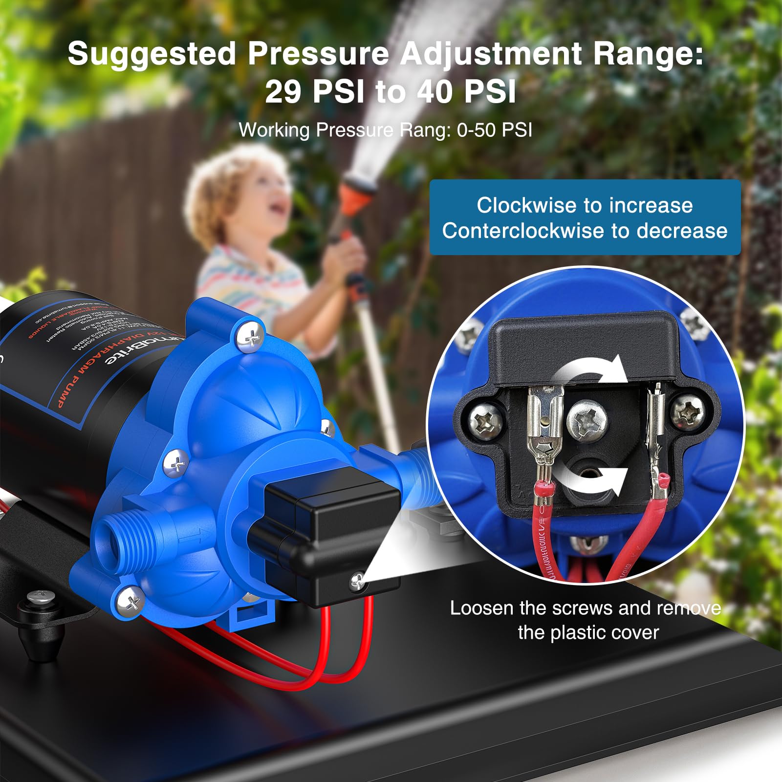 Bomba de Agua 12V, 3.0 GPM 50 PSI Bombas de Agua Sumergibles 12V DC Interruptor de Presión Automático Ajustable para RV, Yate, Jardín, Autocaravana