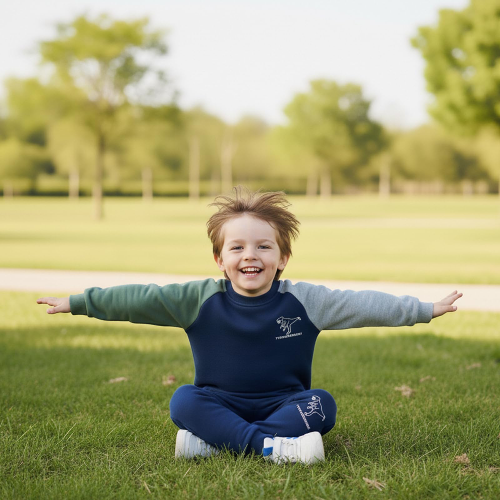 Volunboy Conjunto de ropa de dinosaurios para niño pequeño, sudadera + pantalones de jogging 2 piezas conjunto