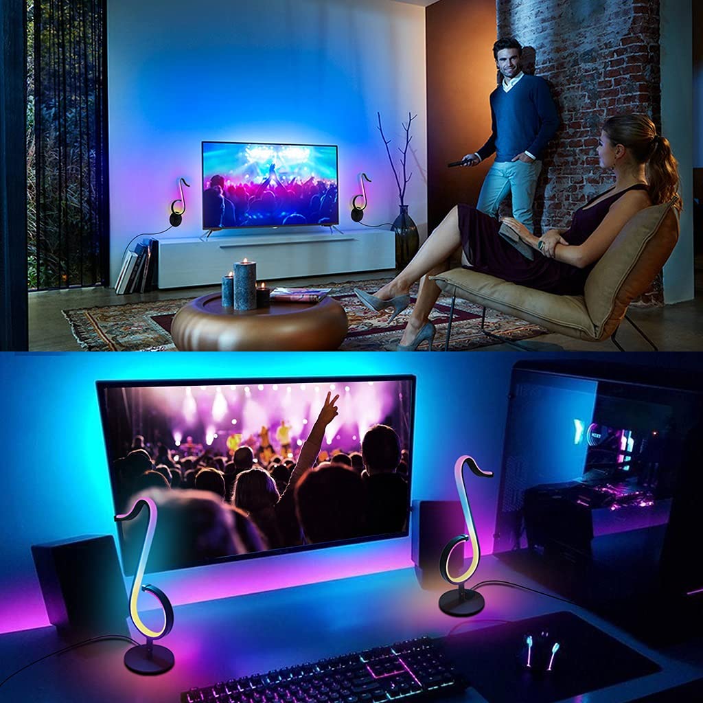Luce da Tavolo da Gioco RGB Intelligente, Illuminazione Ambientale a LED con Sincronizzazione Audio, Illuminazione D'atmosfera per Decorazioni Artistiche, Controllo App Bluetooth, USB