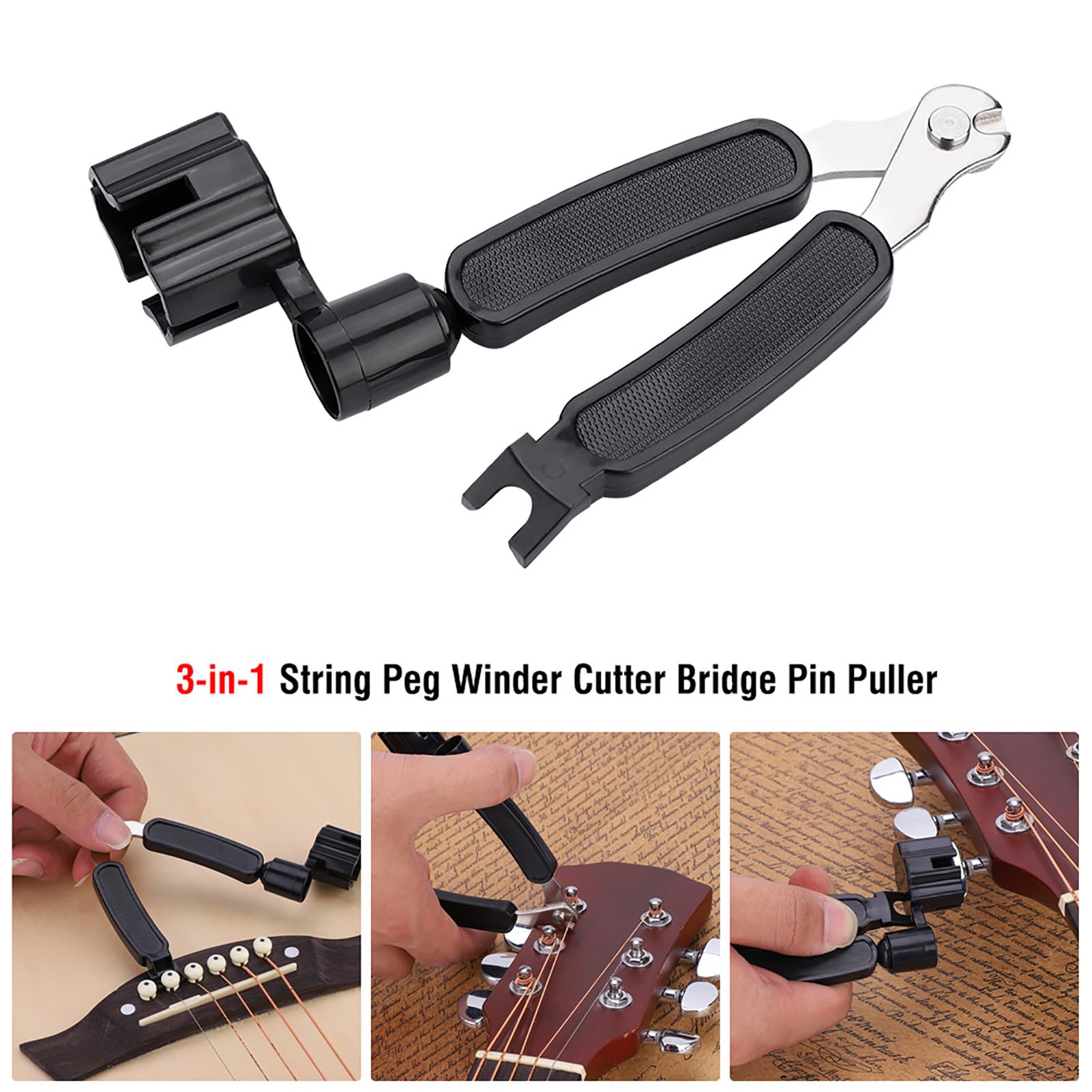 String Pin Puller Electric String Winder 3-in-1 Electric Guitar Restringing Tool - String ...