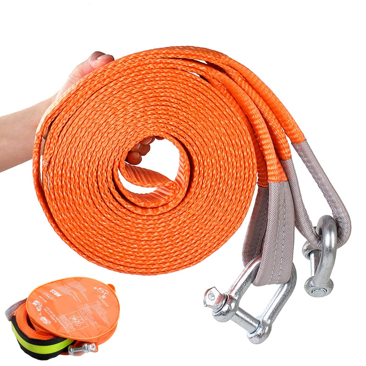 Corde de traction de voiture haute résistance polyester 15 tonnes 6m avec 2 crochets