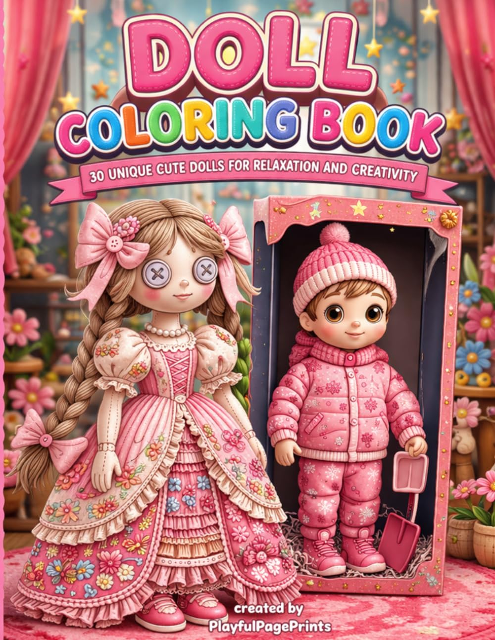 Doll Coloring Book: 30 Unique Cute Dolls for Relaxation and Creativity: Detailed and Simple Coloring Pages with Adorable Doll Characters