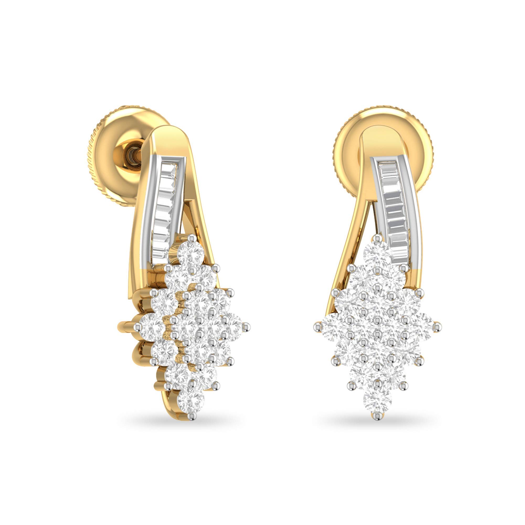 Yellow Gold and Solitaire Stud Earrings for Women-image-43