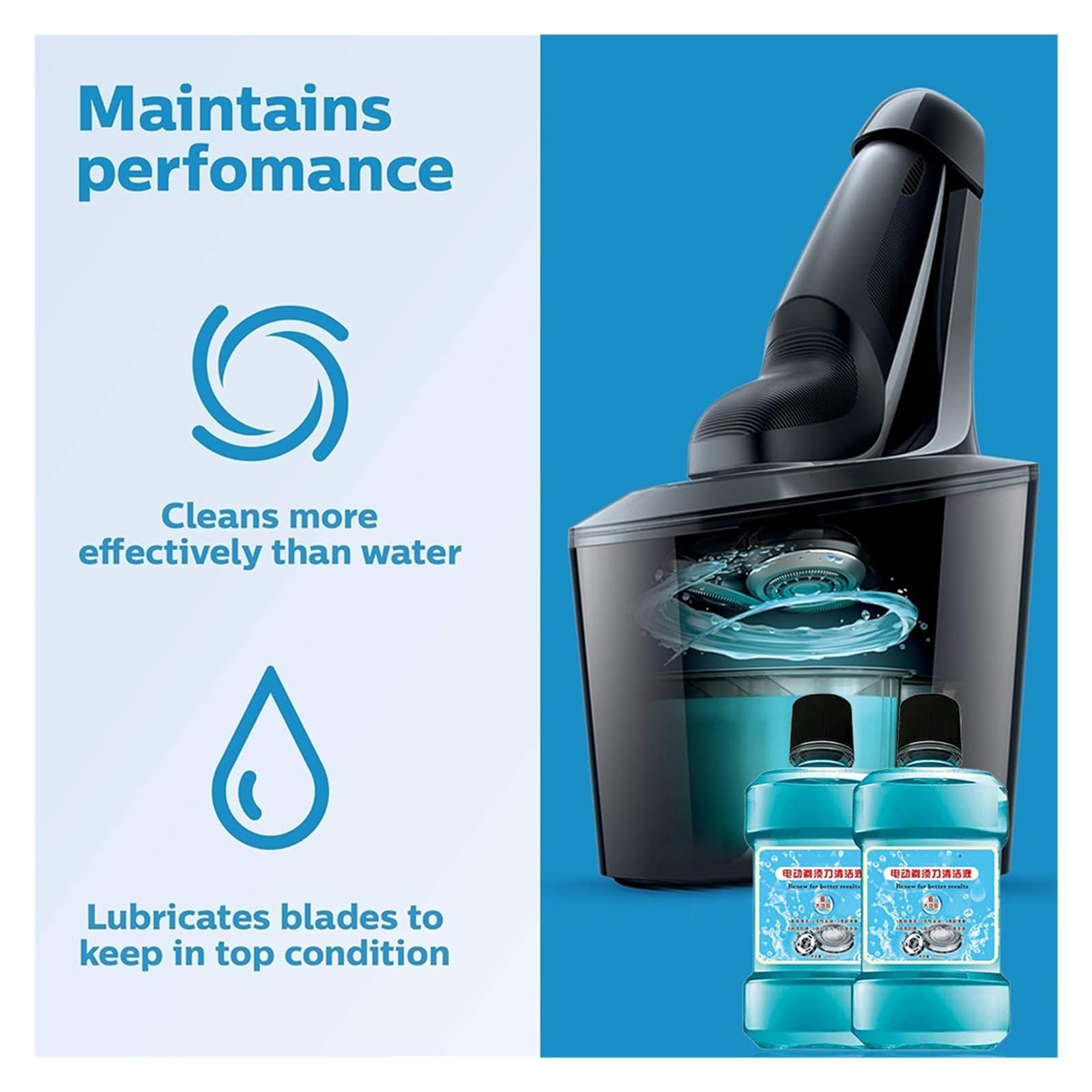 Płyn do czyszczenia golarki elektrycznej 250 ml kompatybilny z Philips HQ200 JC301 JC302 Braun CCR4 Change Cleaner 2 butelki