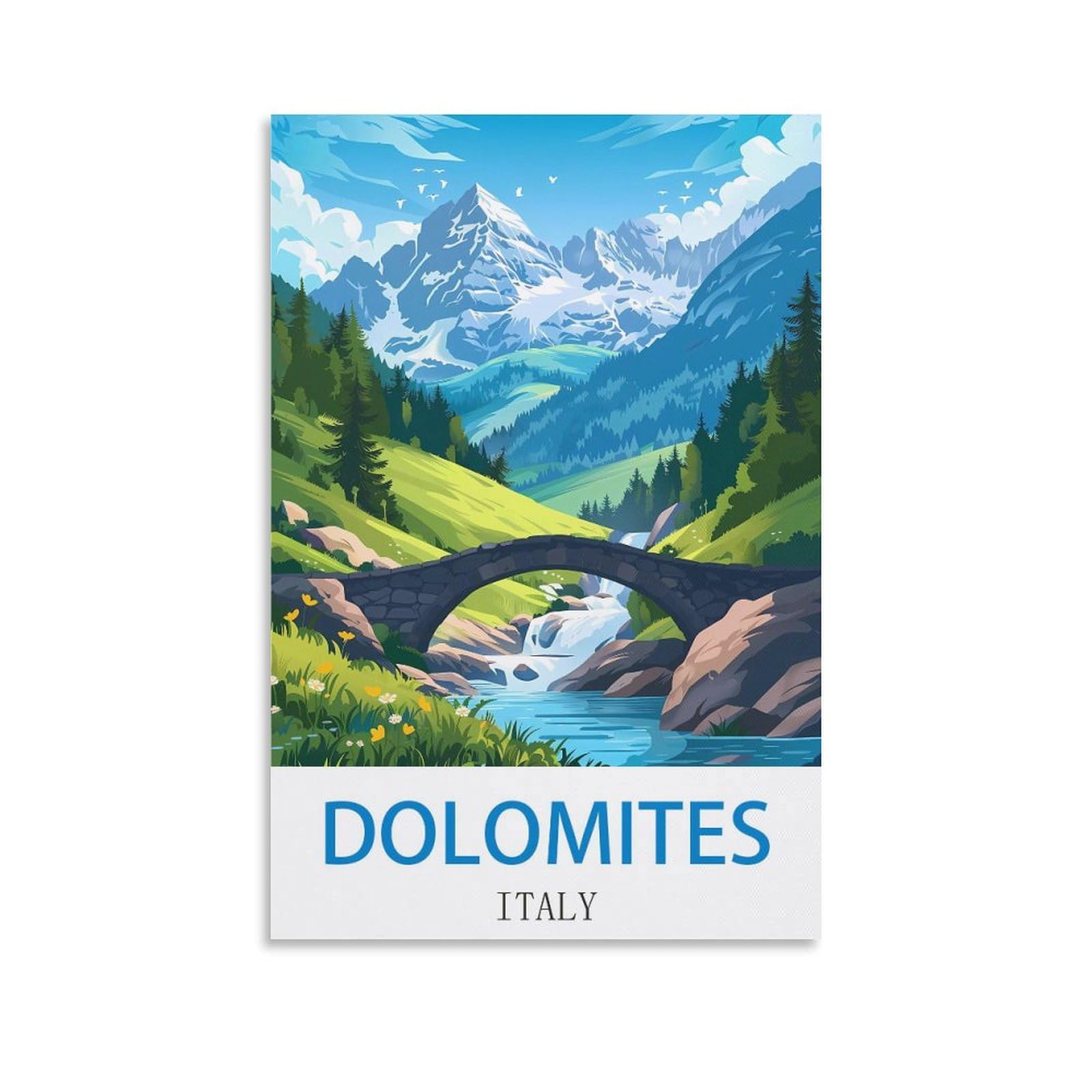 Fzyuen Unframe-Style Dolomites Italy Vintage Travel Poster 08X12inch(20X30cm) Canvas Wall Art Prints For Wall Decor Room Decor Bedroom Decor