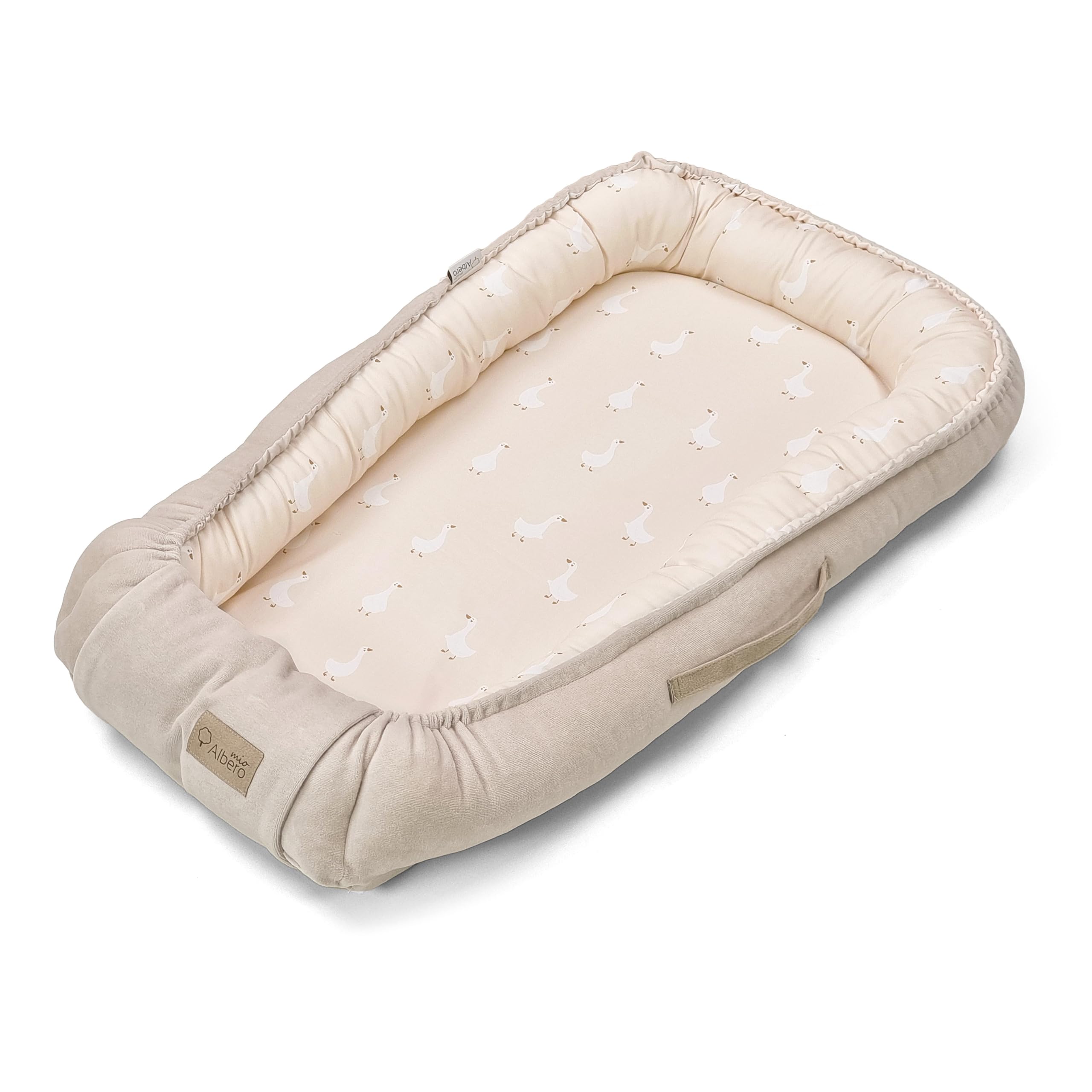 Babynestchen Gans - 80x45cm - Warmer Baby Nestchen für Babybett - Schlafnest fürs Schlafen - Bettnestchen Babys Kokon Kuschelnest